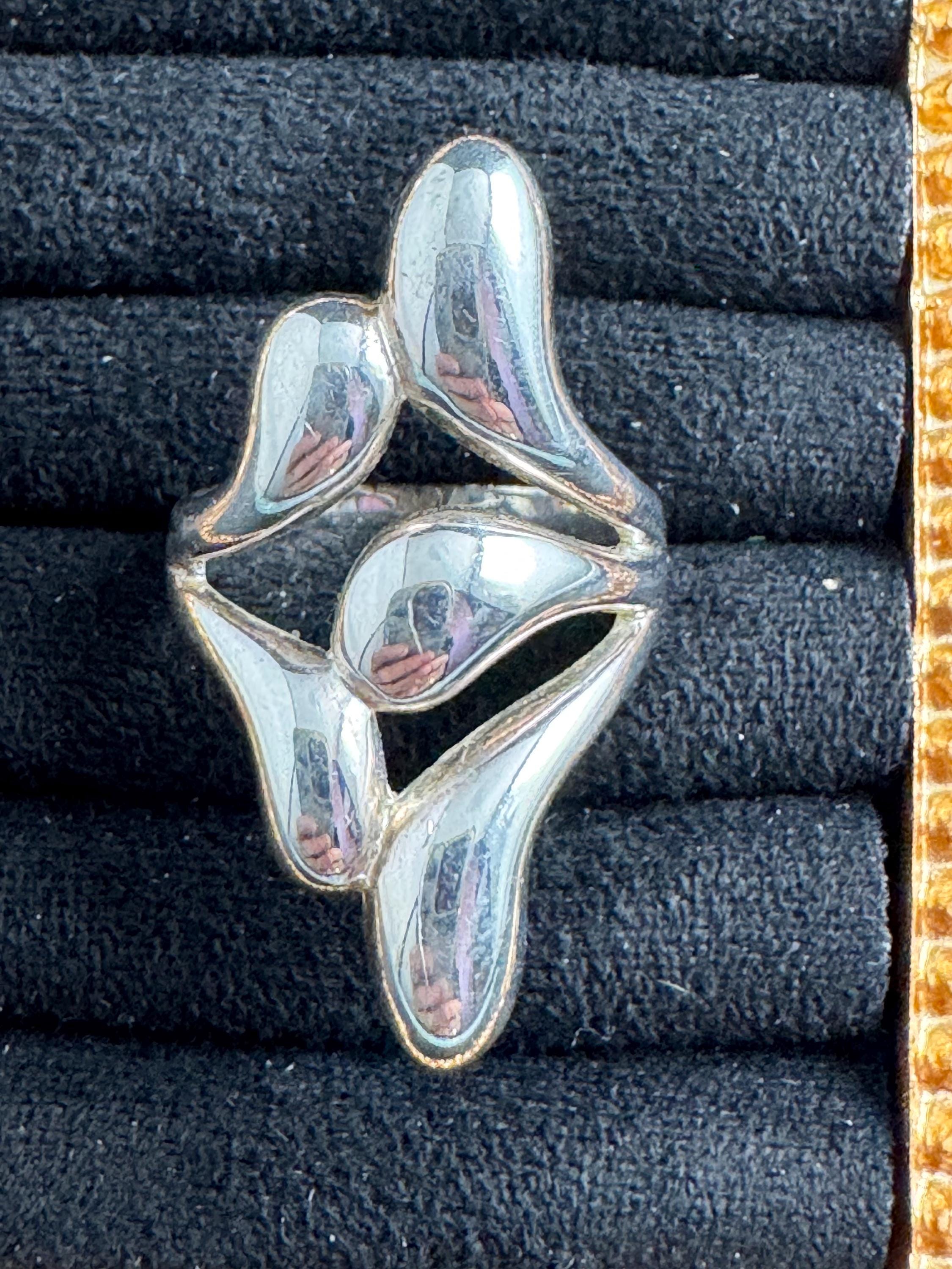 Vintage Silver modernist dress Ring - Modernist Size L.5 925 sterling