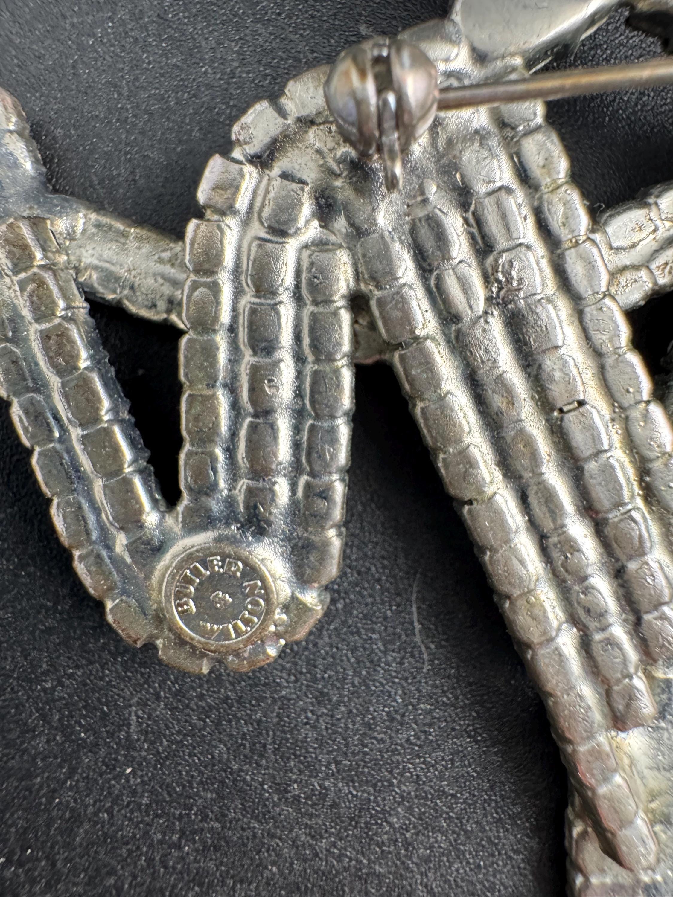 butler and Wilson ballroom dancing brooch, black clear rhinestone signed pin