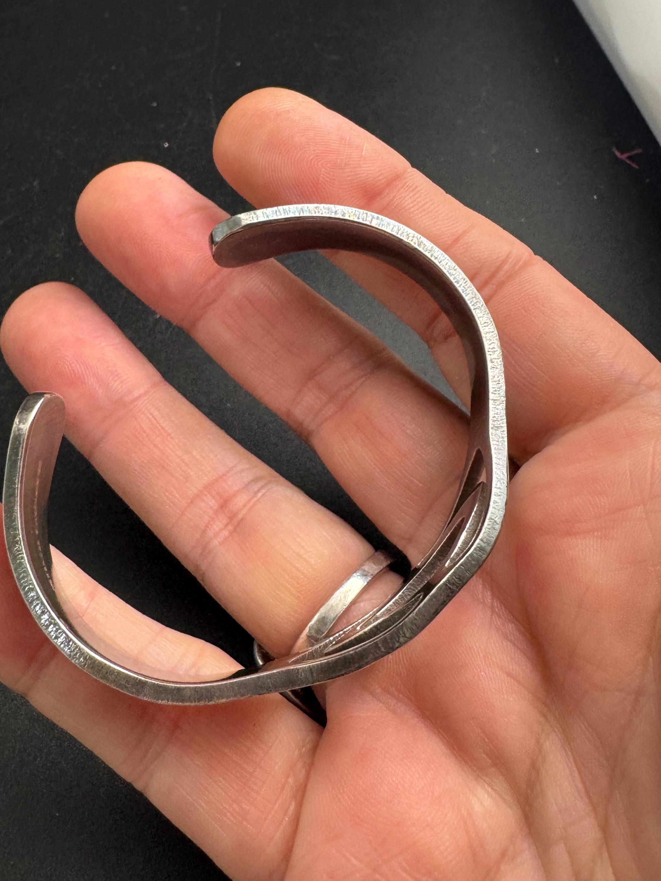 Newbridge Silverware abstract Bangle: signed jewellery Modernist Design