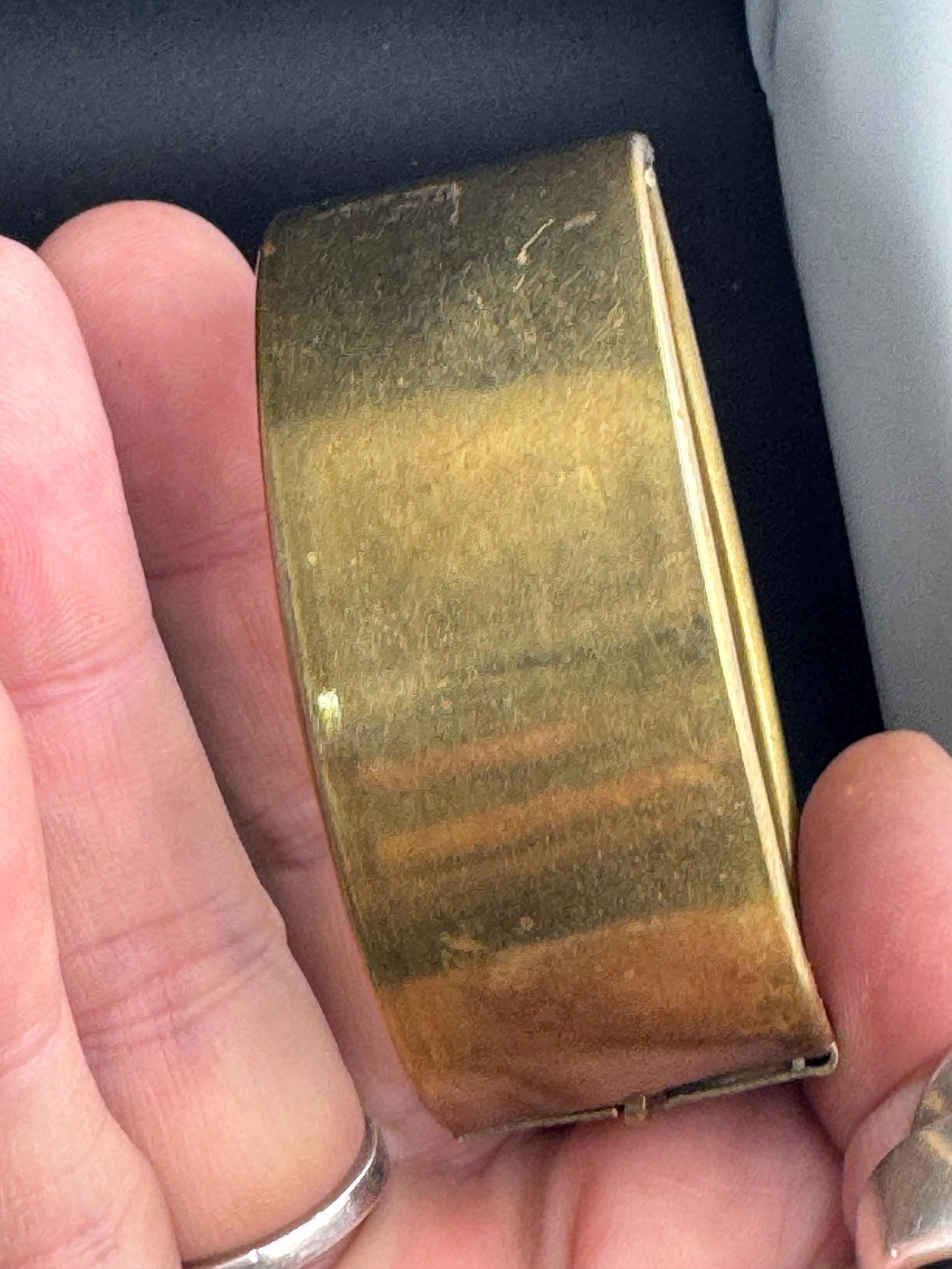 Petite fit Victorian engraved wide brass bangle : hinged bracelet gold tone