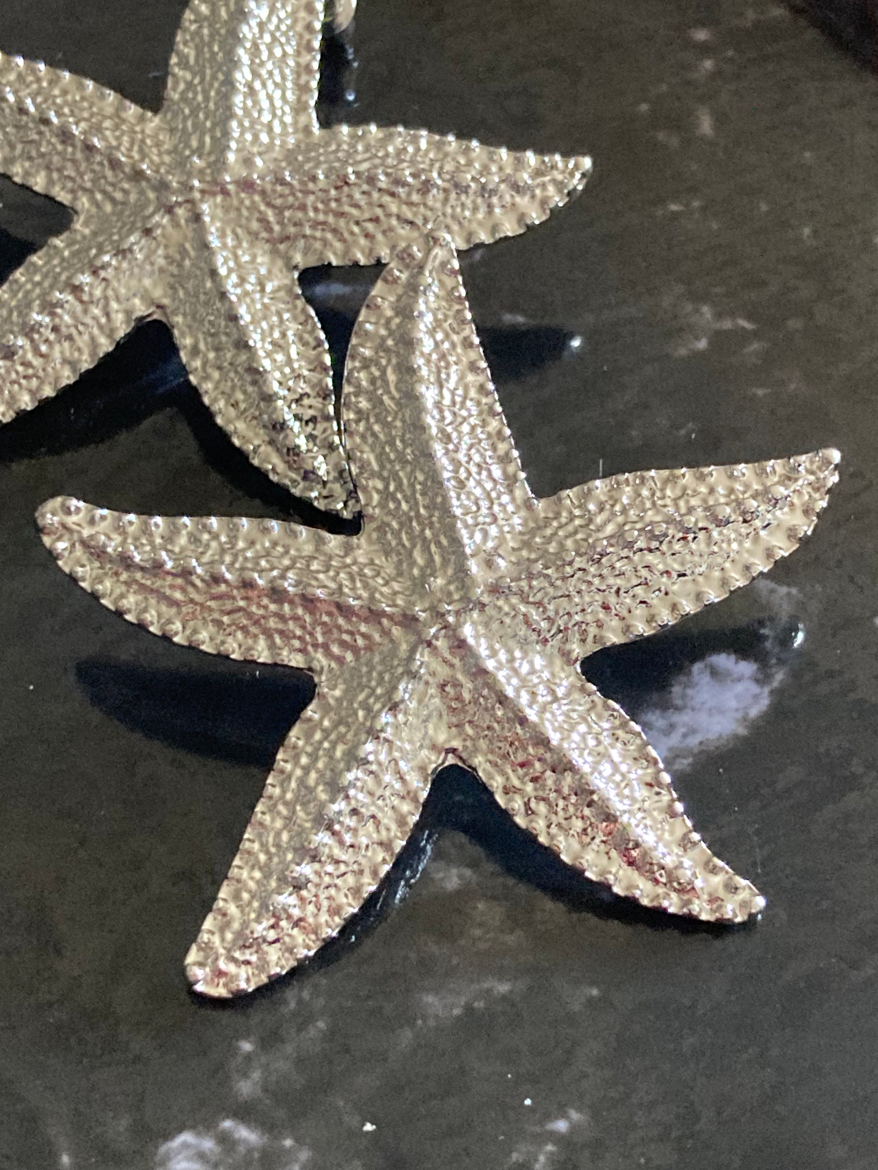 Oversized silver starfish earrings nautical