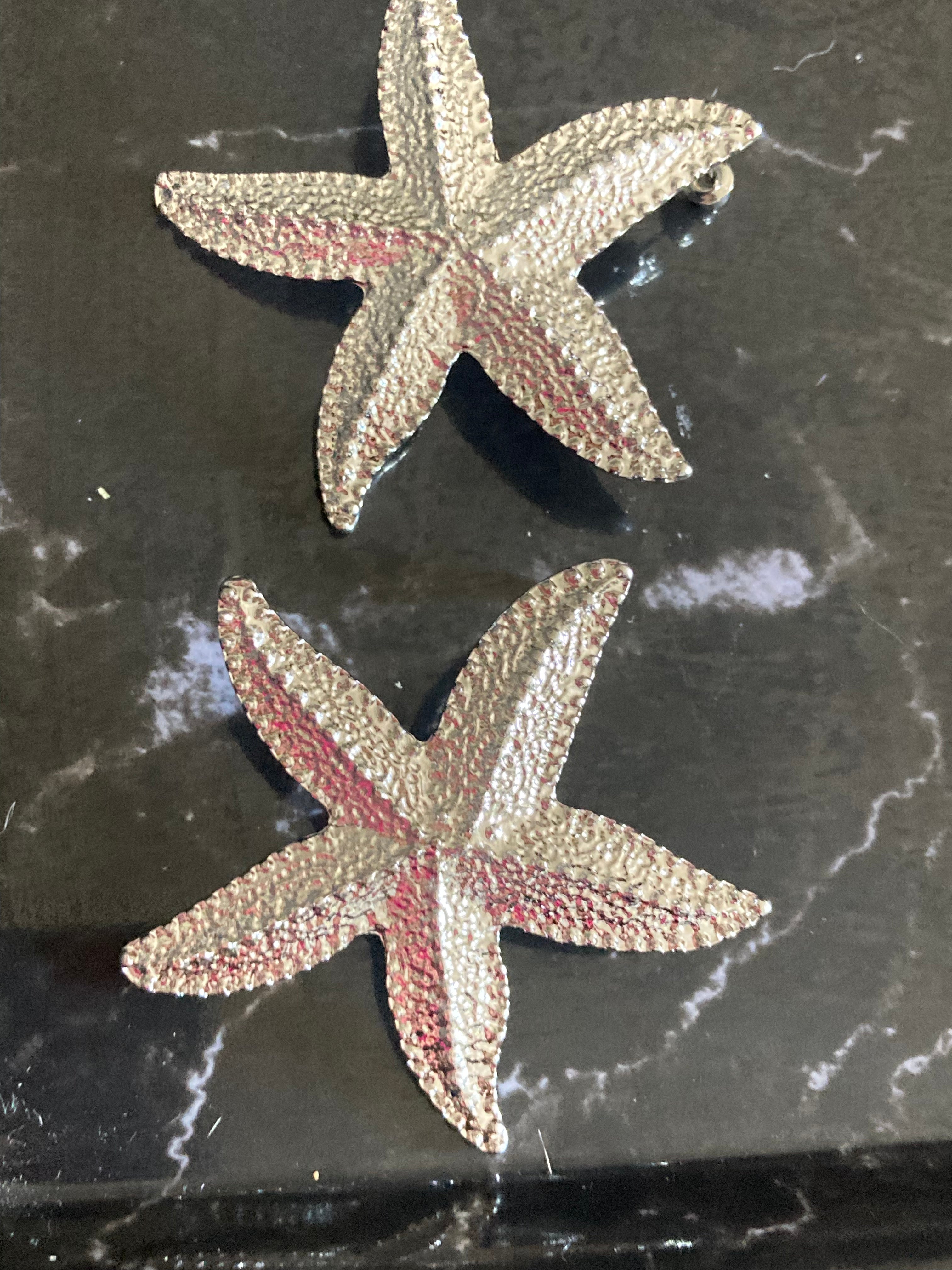 Oversized silver starfish earrings nautical