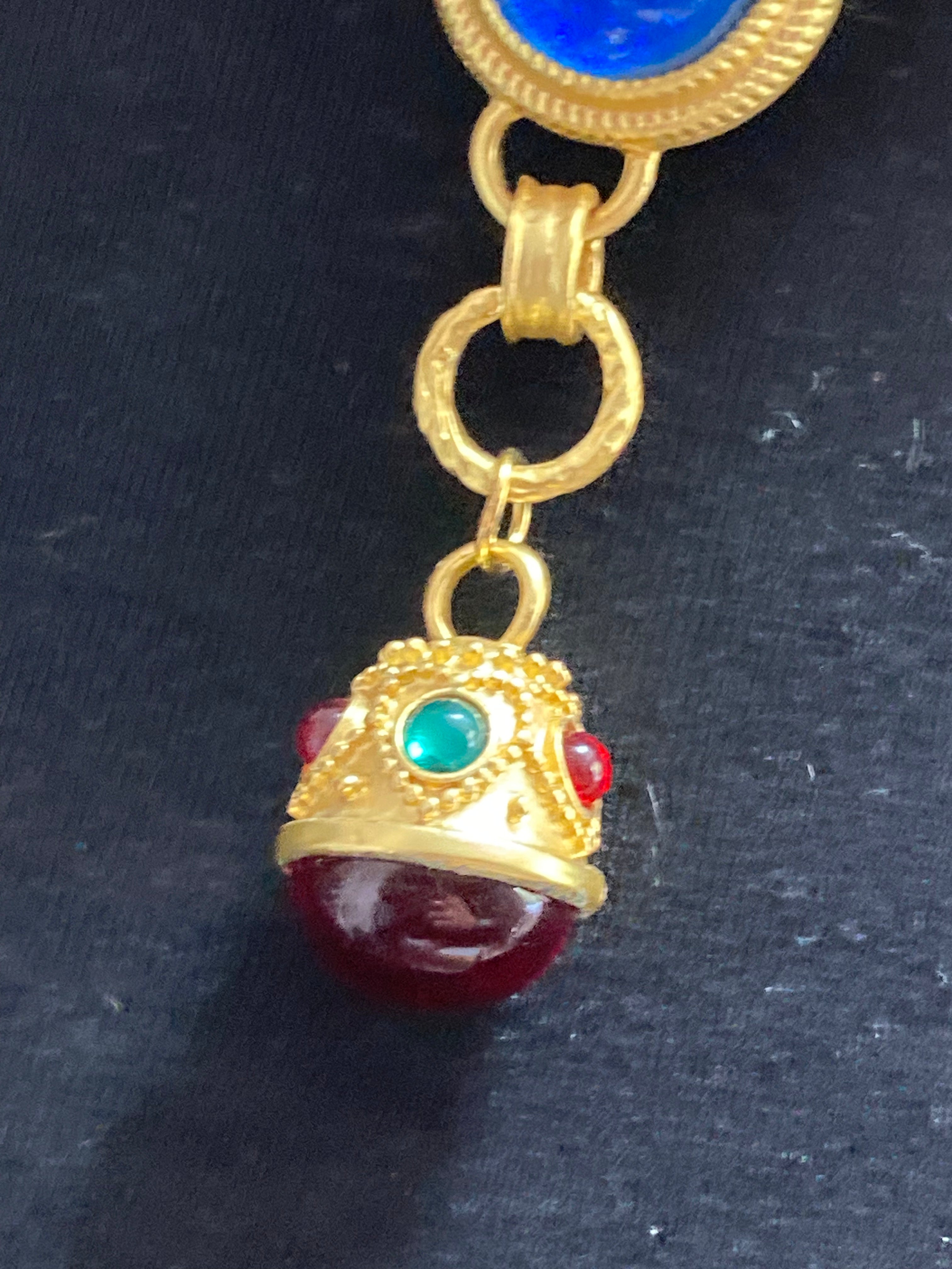 Etruscan glass cabochon gripoix style necklace