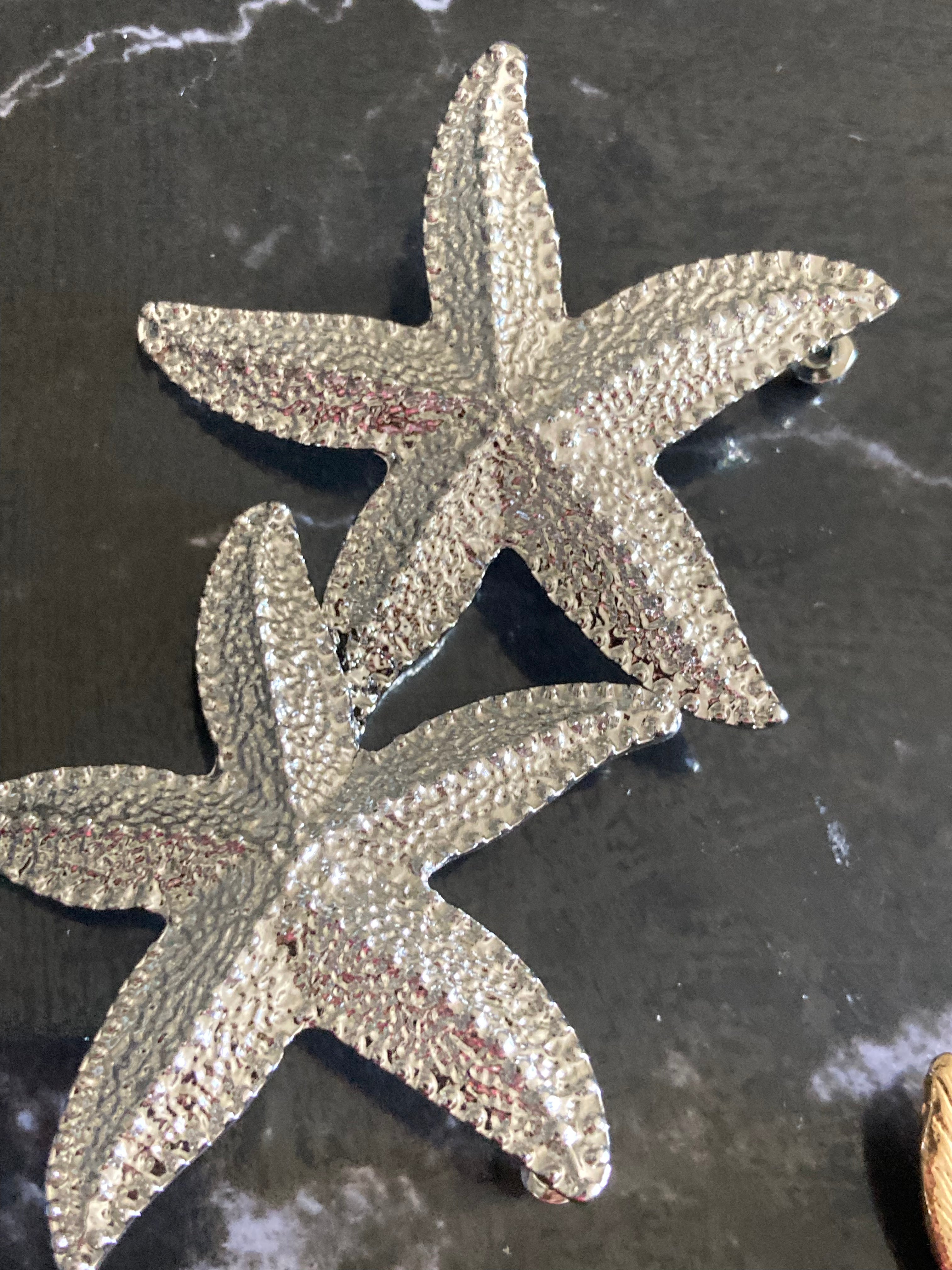 Oversized silver starfish earrings nautical