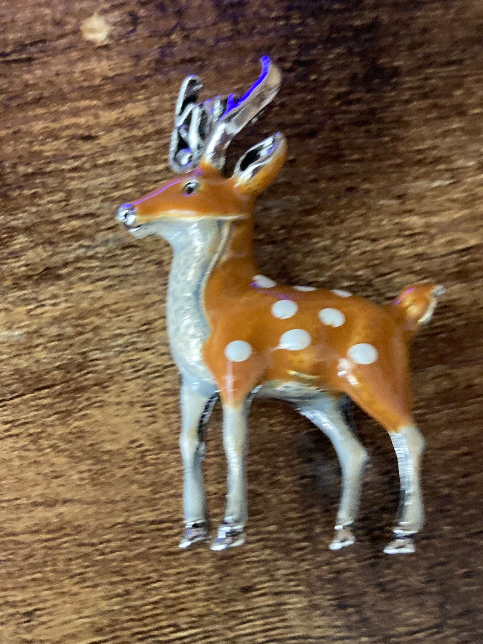 brown Enamel deer Fawn stag brooch woodland animal