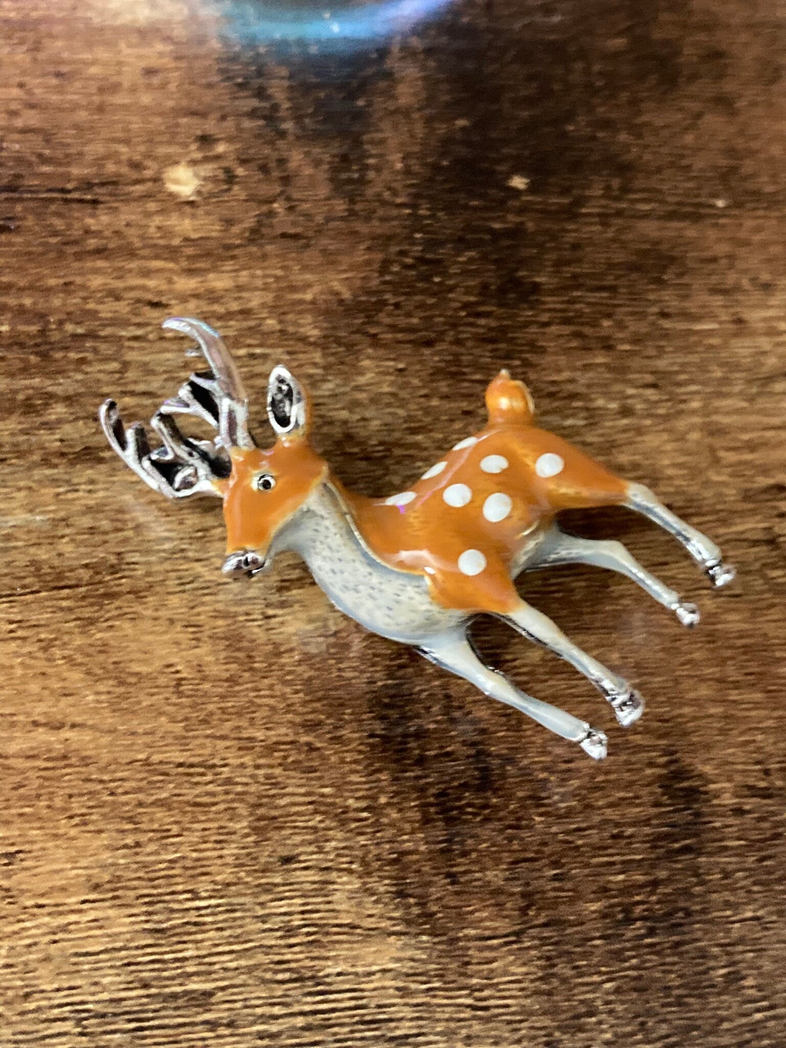 brown Enamel deer Fawn stag brooch woodland animal