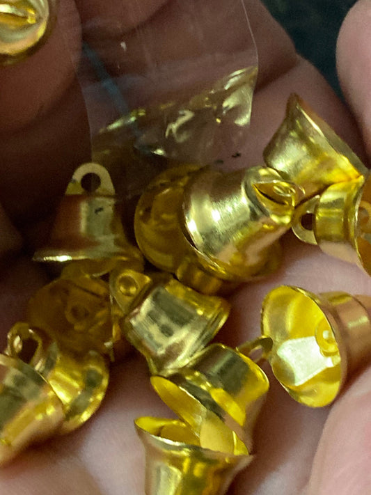 Pack of 24 gold metal mini bells Christmas craft