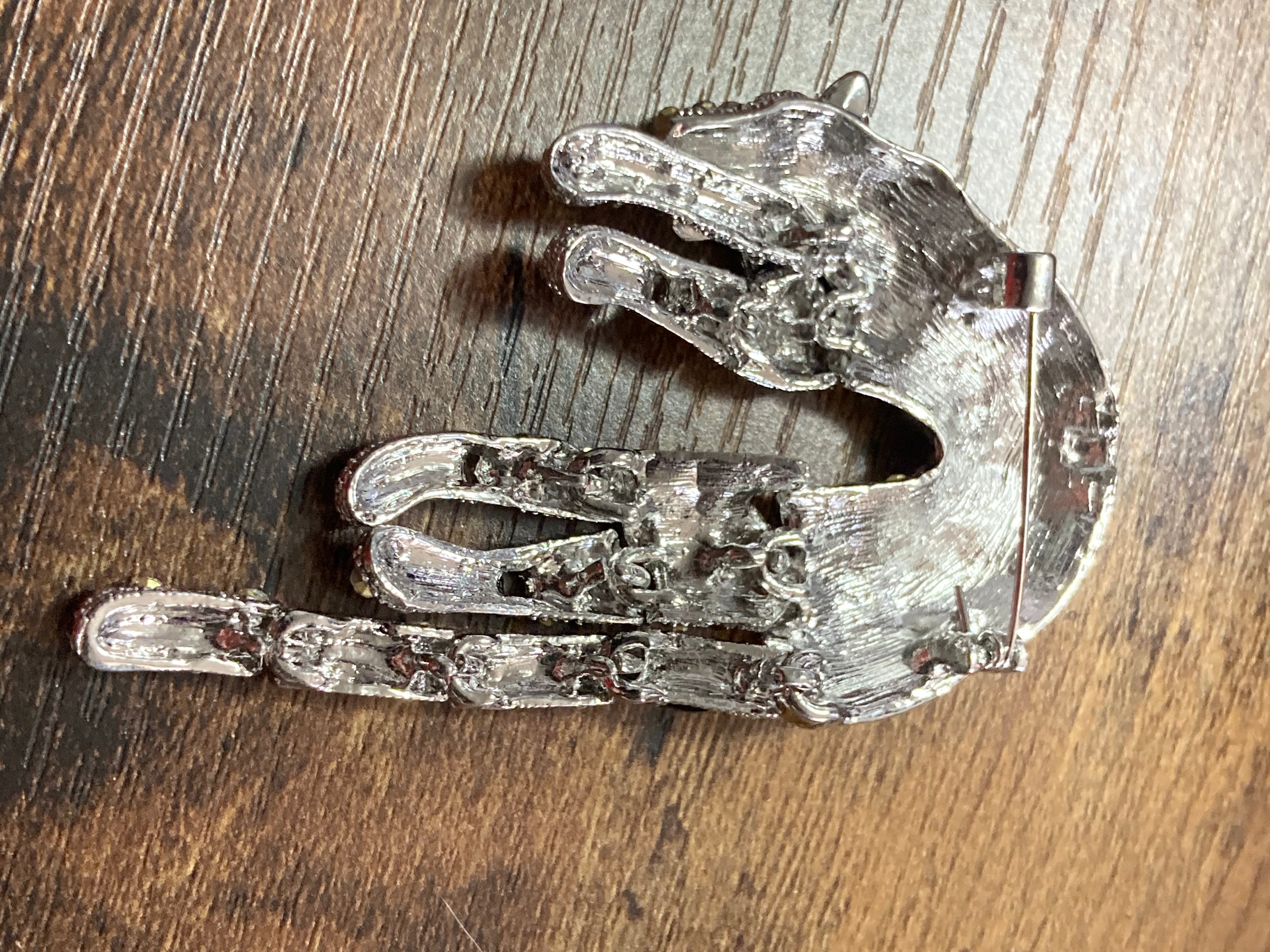 Articulated diamanté tiger big cat brooch