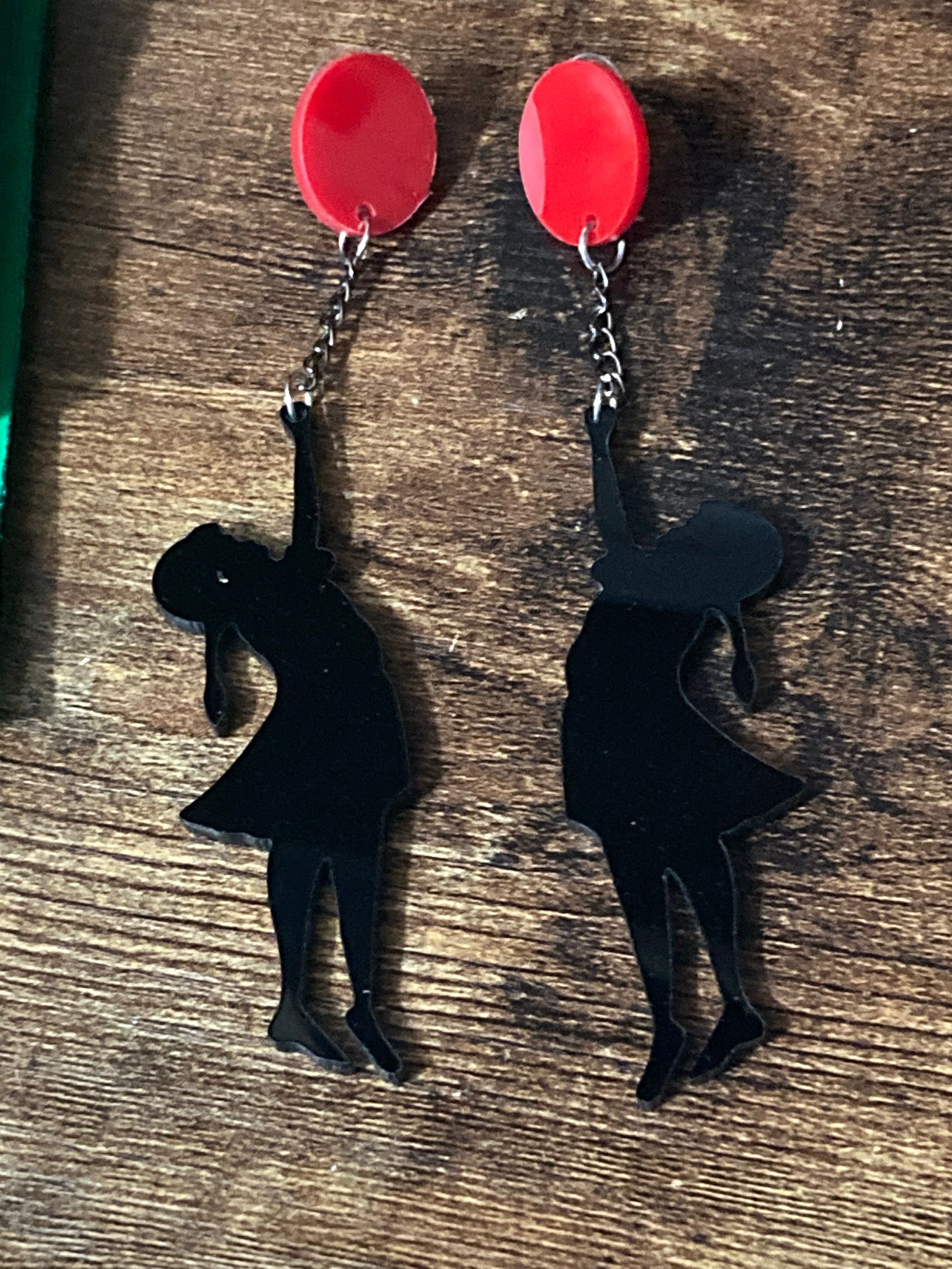 Banksy inspired girl with balloon earrings