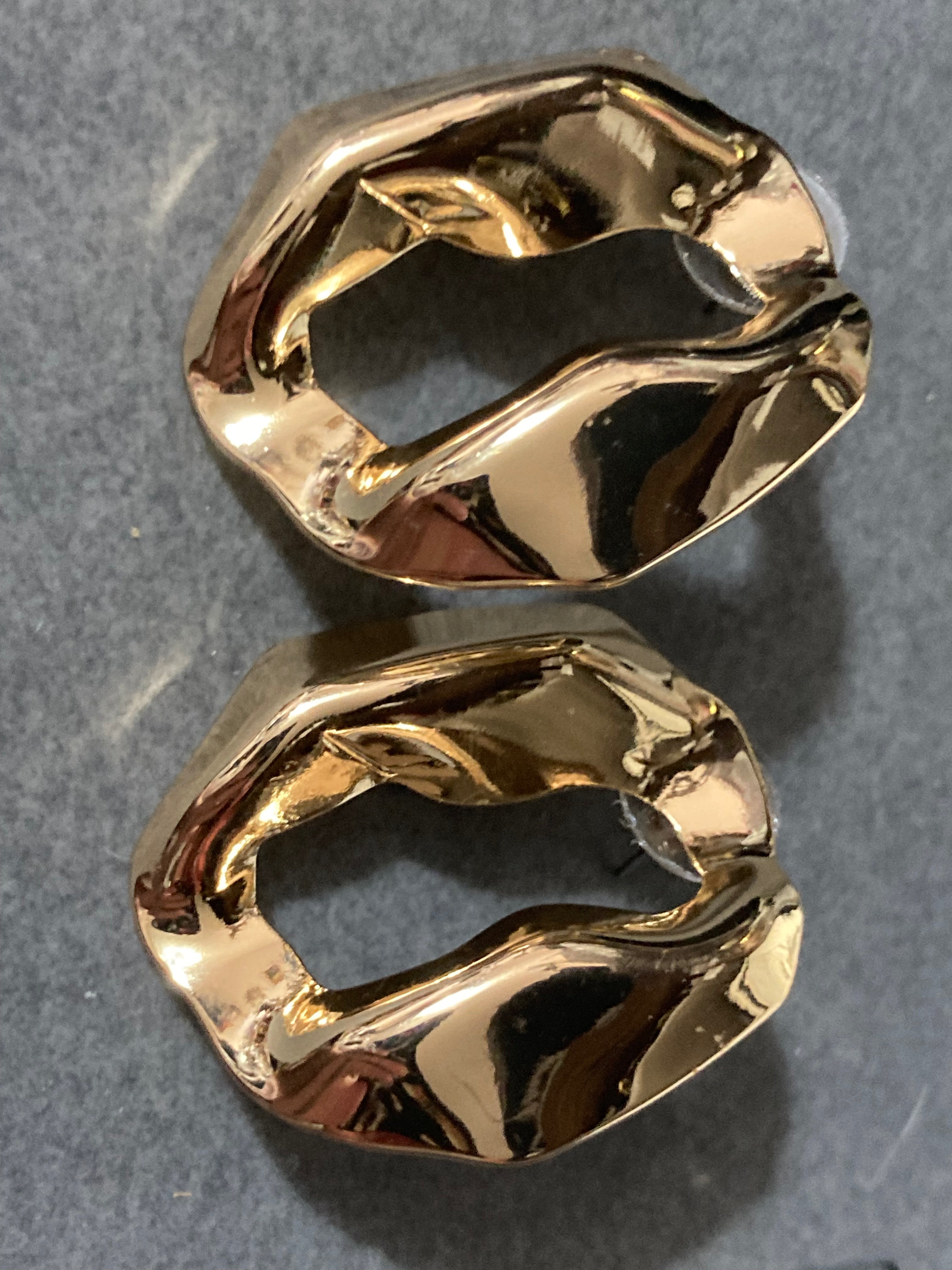 Oversized chain link gold oval earrings