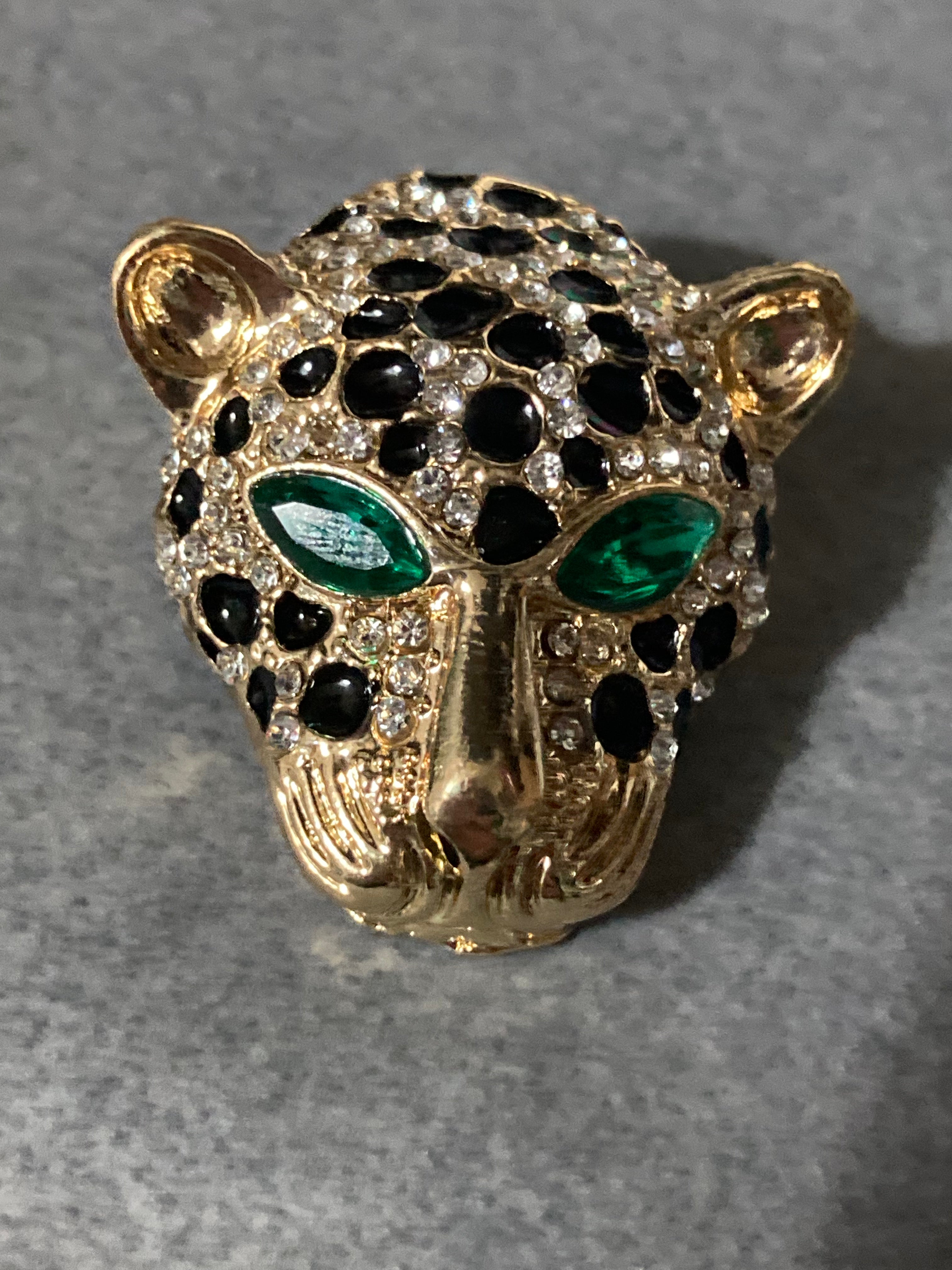 Diamanté Big cat leopard pendant and brooch