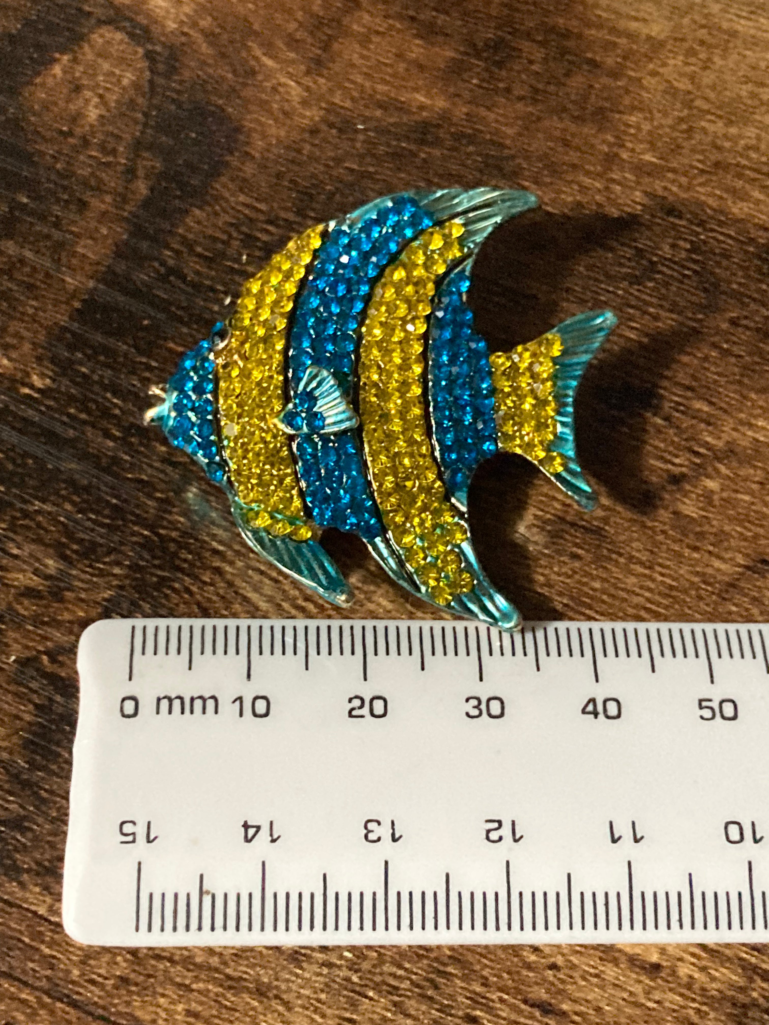 Diamanté Fish Brooch, Blue And Yellow Crystal Nautical Gift Pin