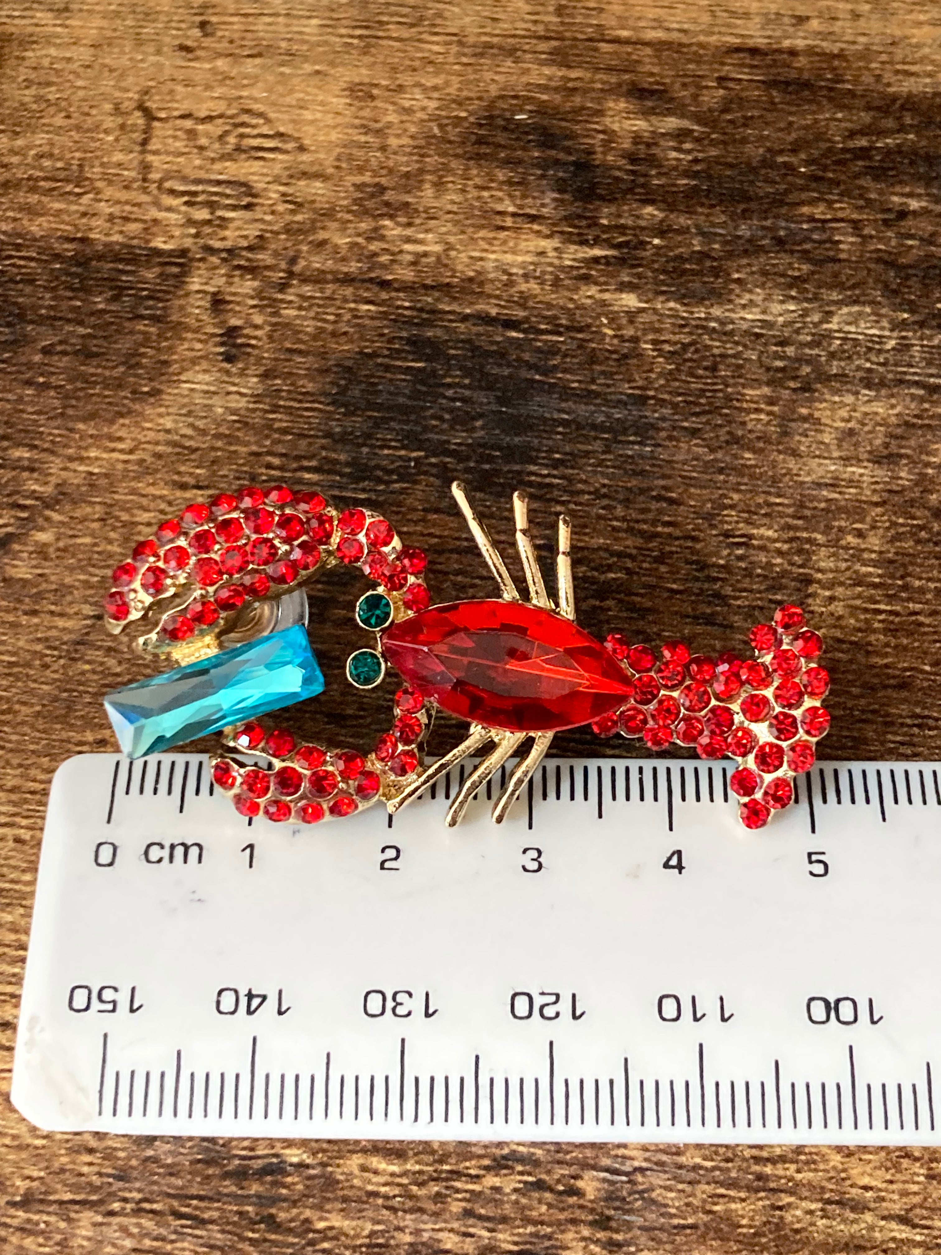 Crystal Diamanté red lobster earrings