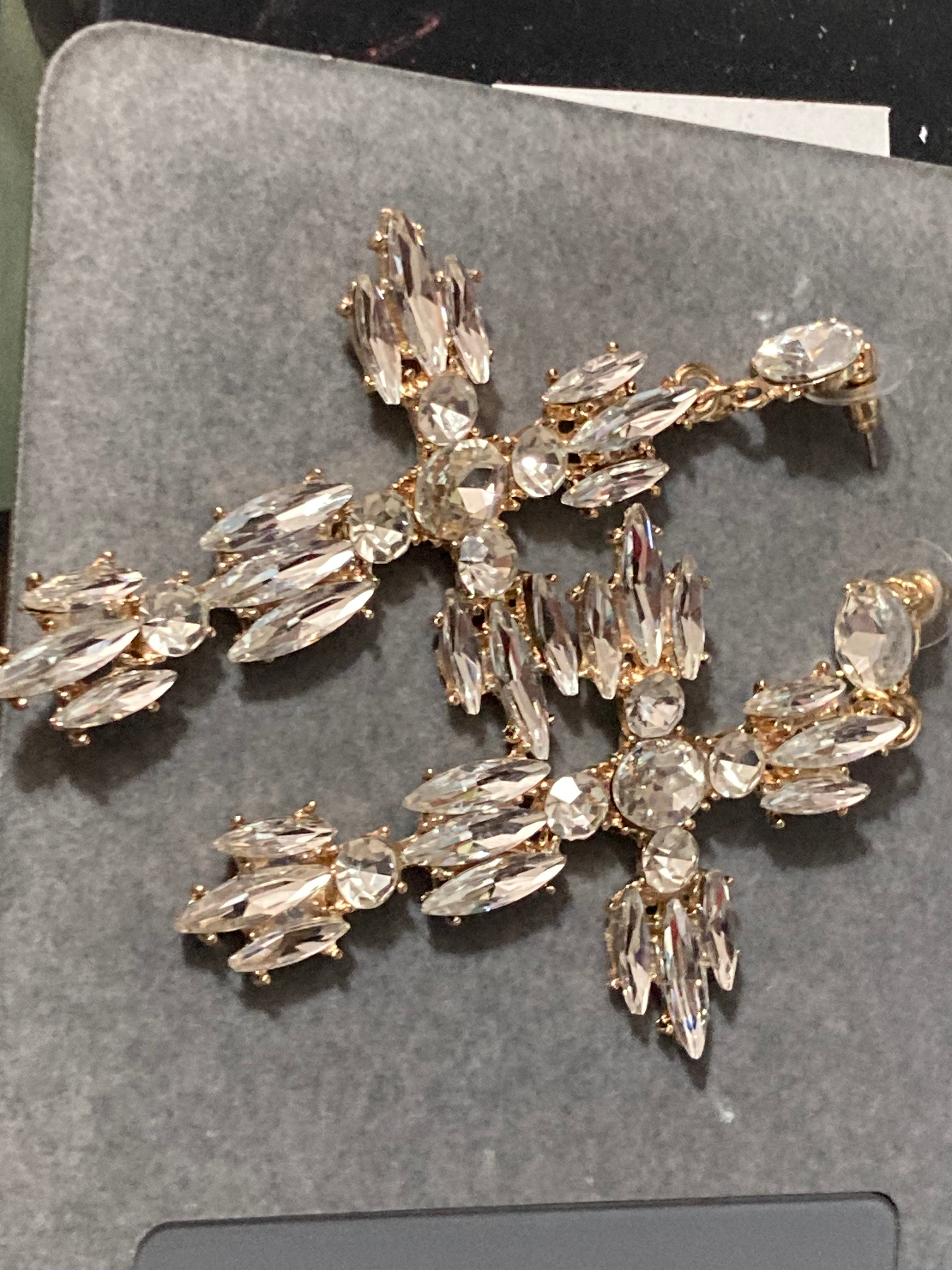 Oversized diamanté cross earrings