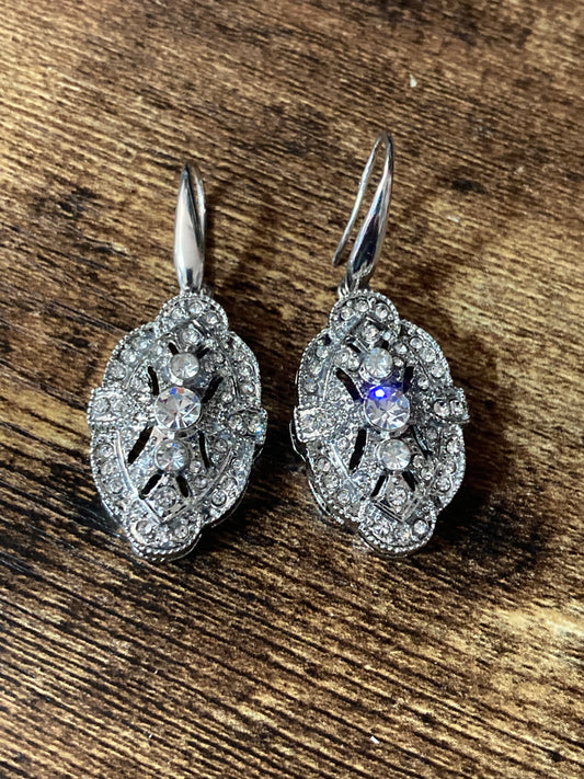 art deco diamanté earrings antique style