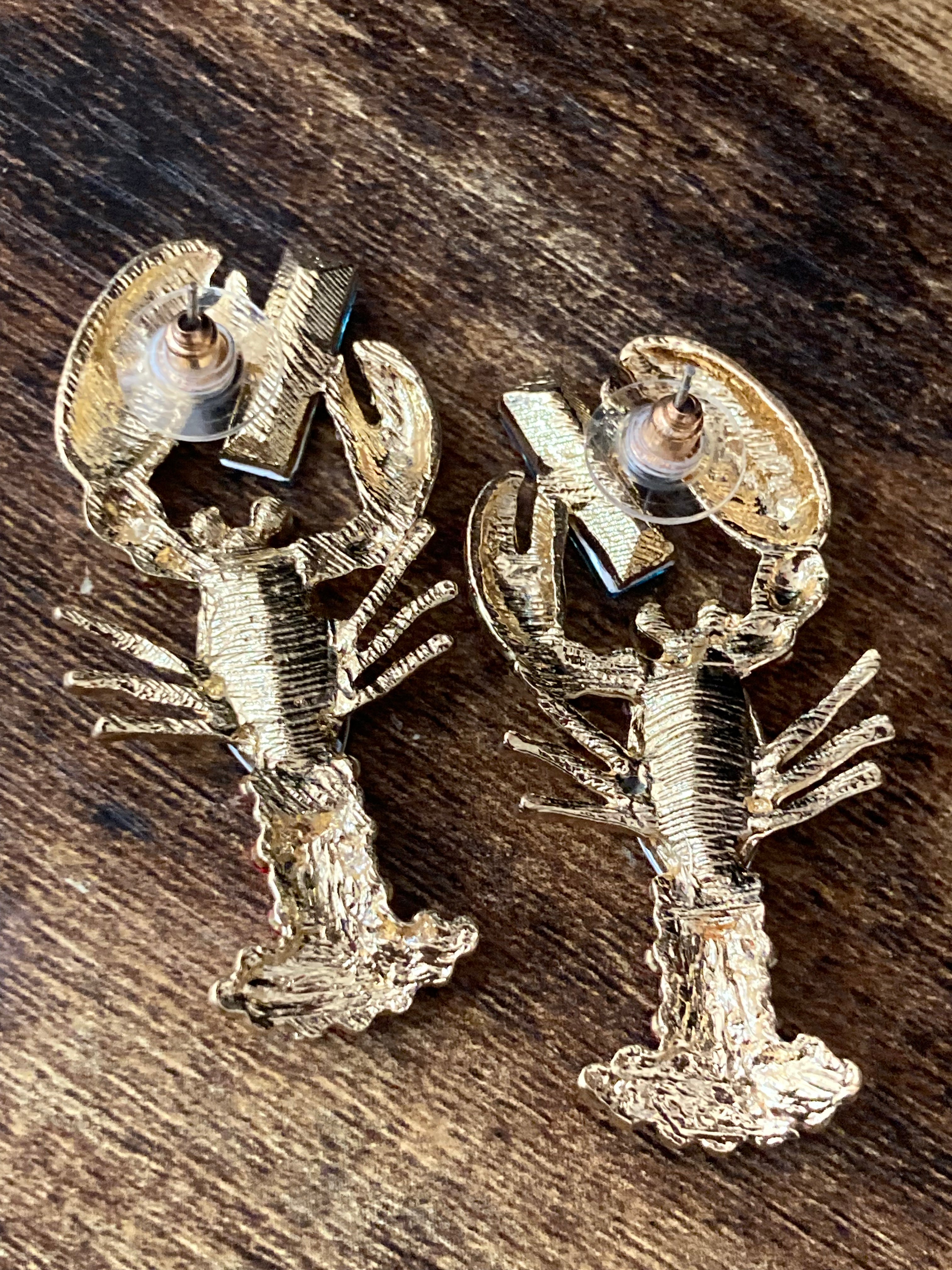 Crystal Diamanté red lobster earrings
