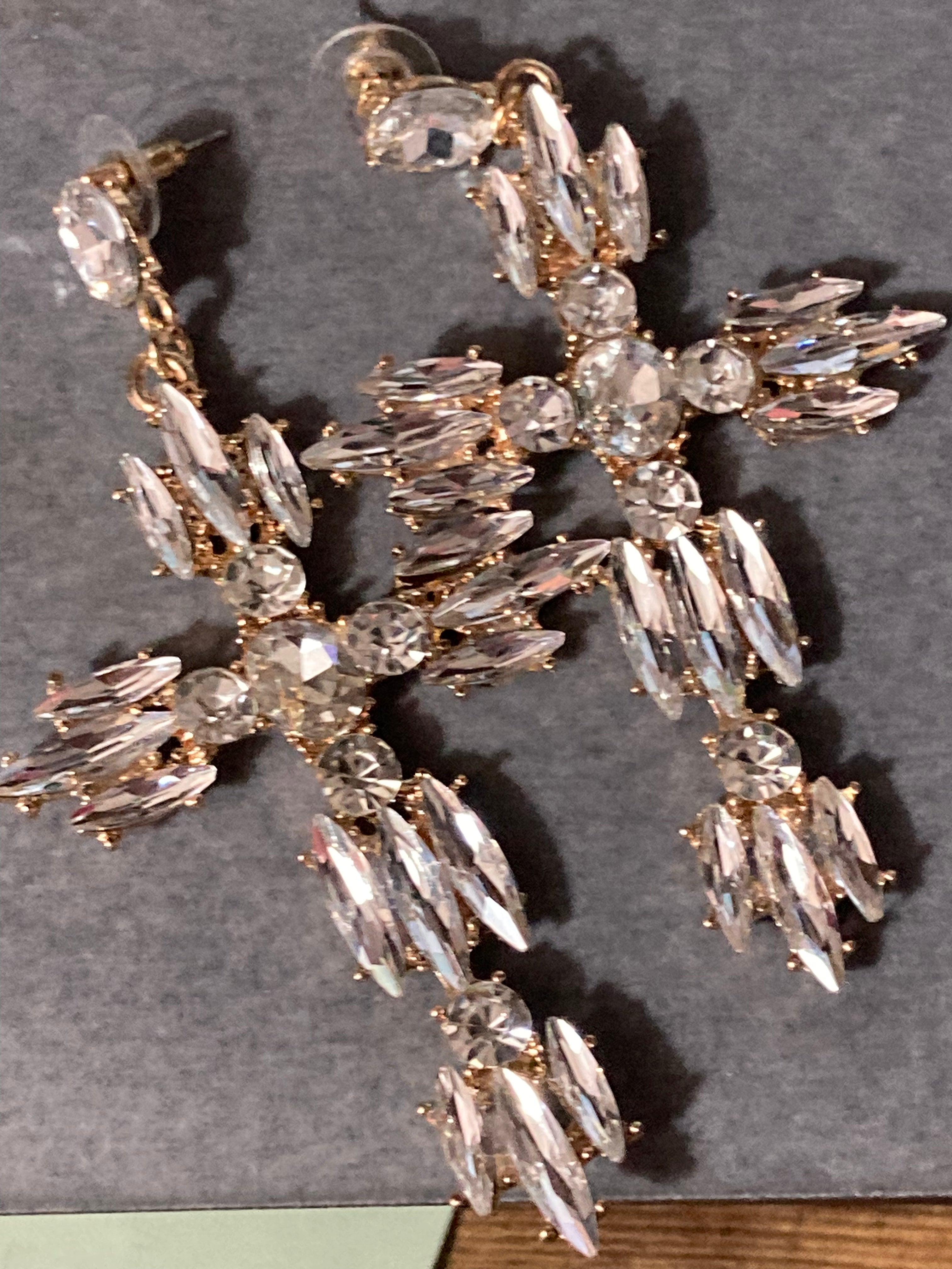 Oversized diamanté cross earrings