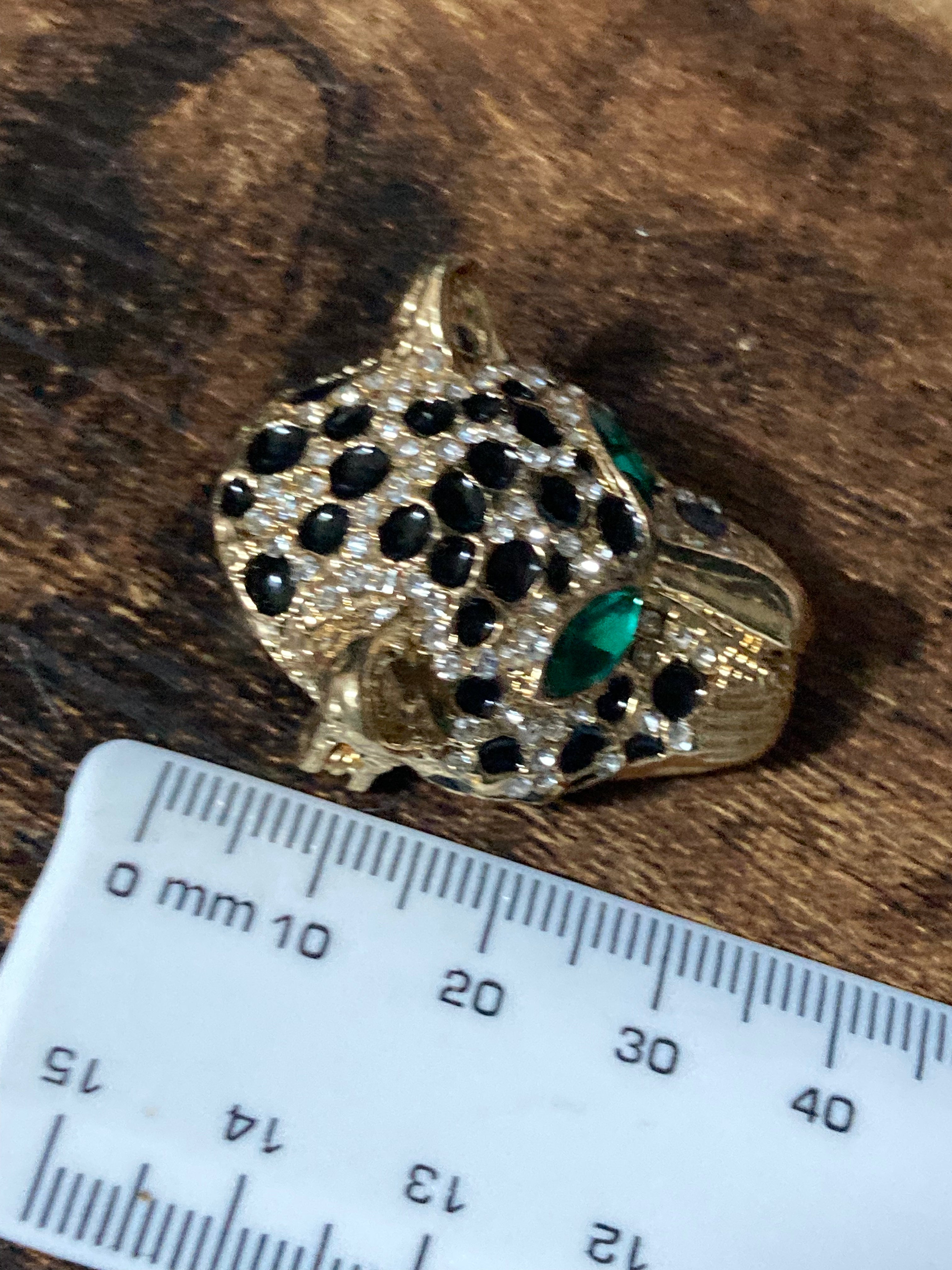 Diamanté Big cat leopard pendant and brooch