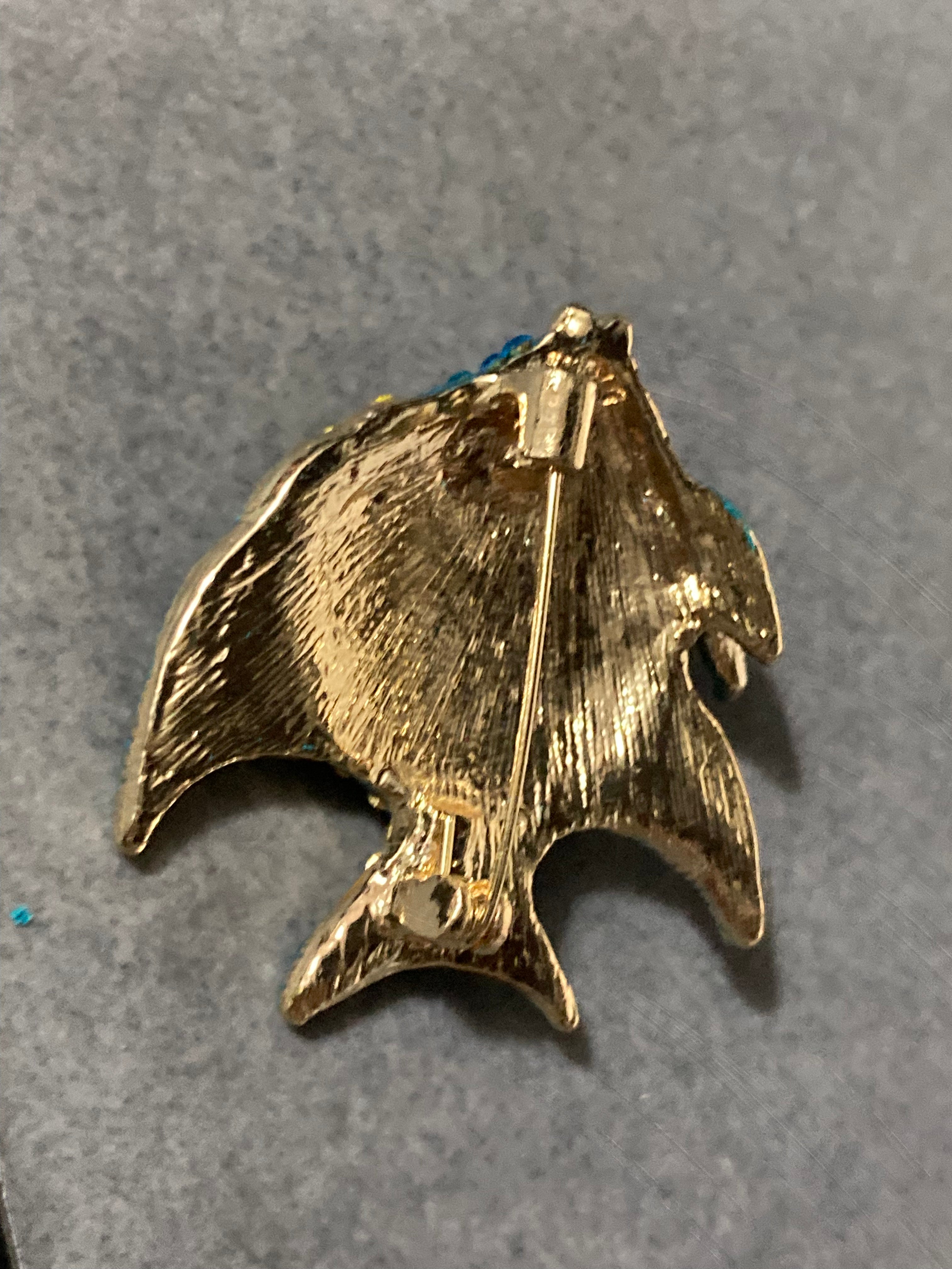 Diamanté Fish Brooch, Blue And Yellow Crystal Nautical Gift Pin