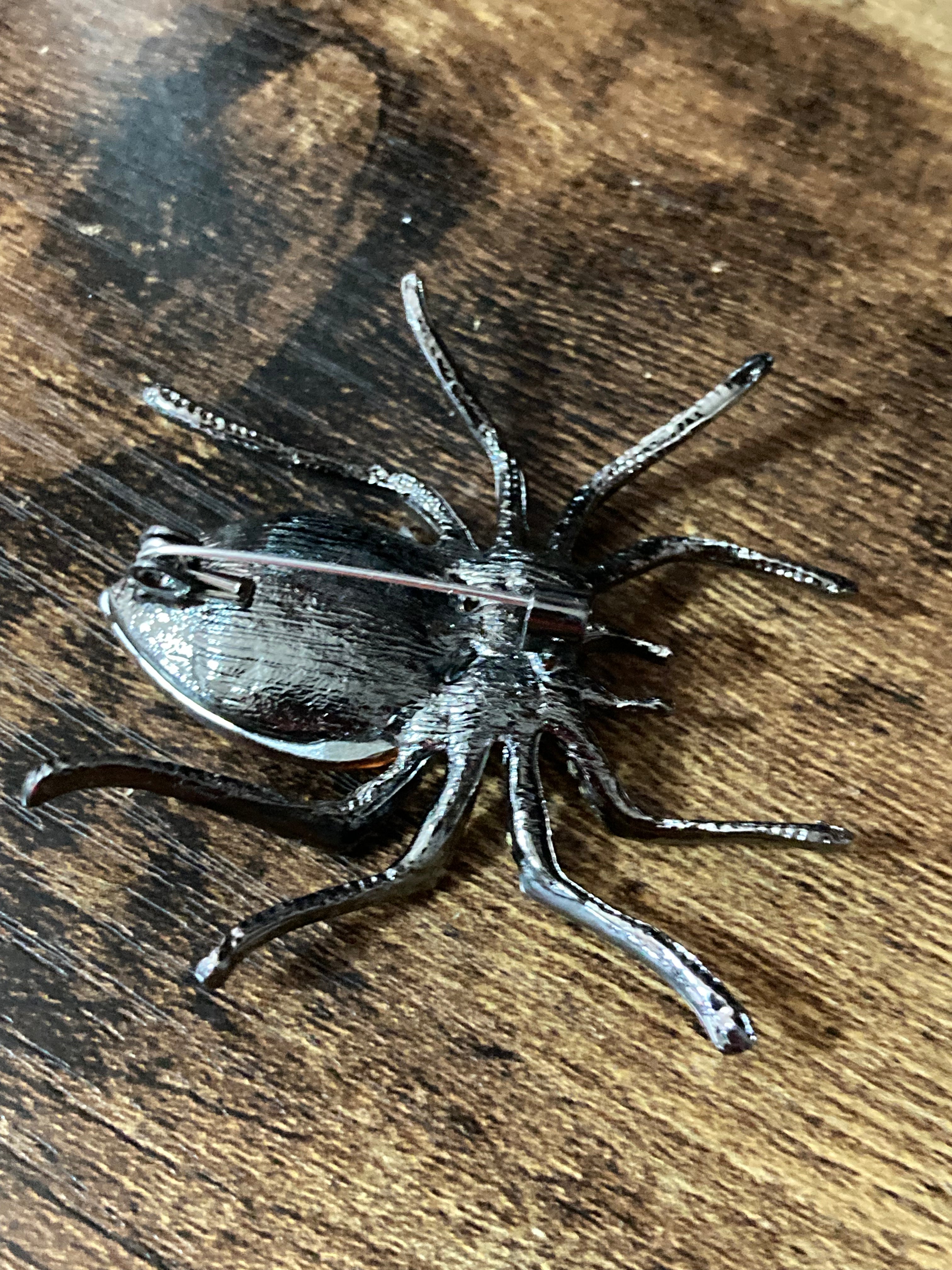 Large spider bug brooch with citrine diamanté