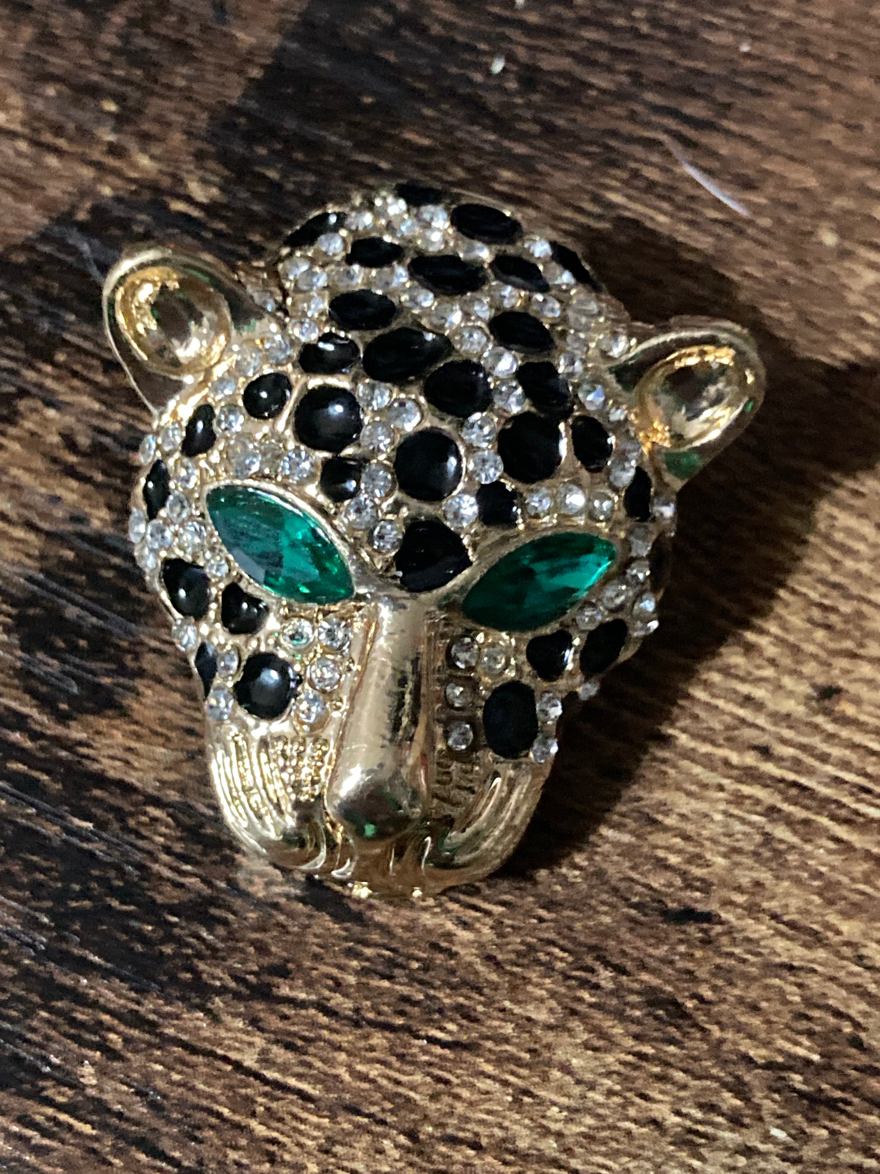 Diamanté Big cat leopard pendant and brooch