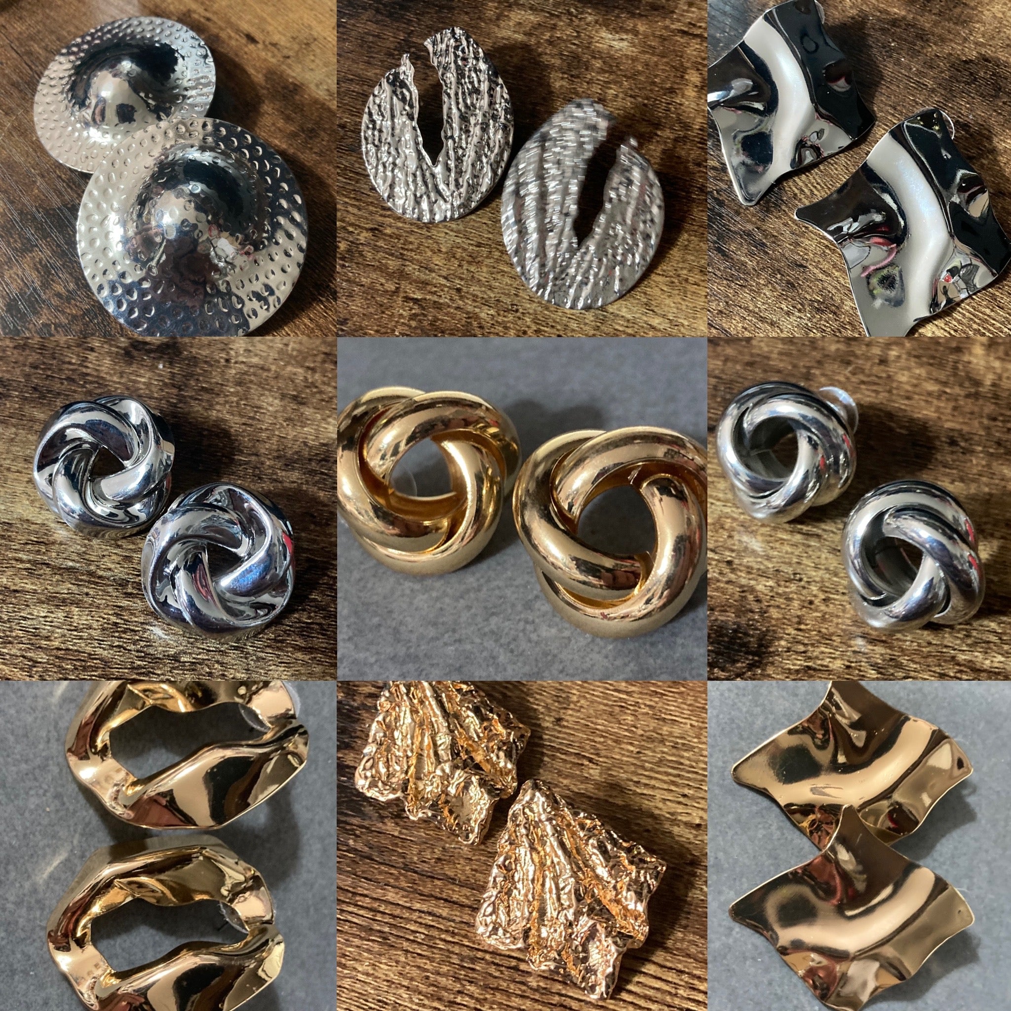 Gold tube round knot earrings