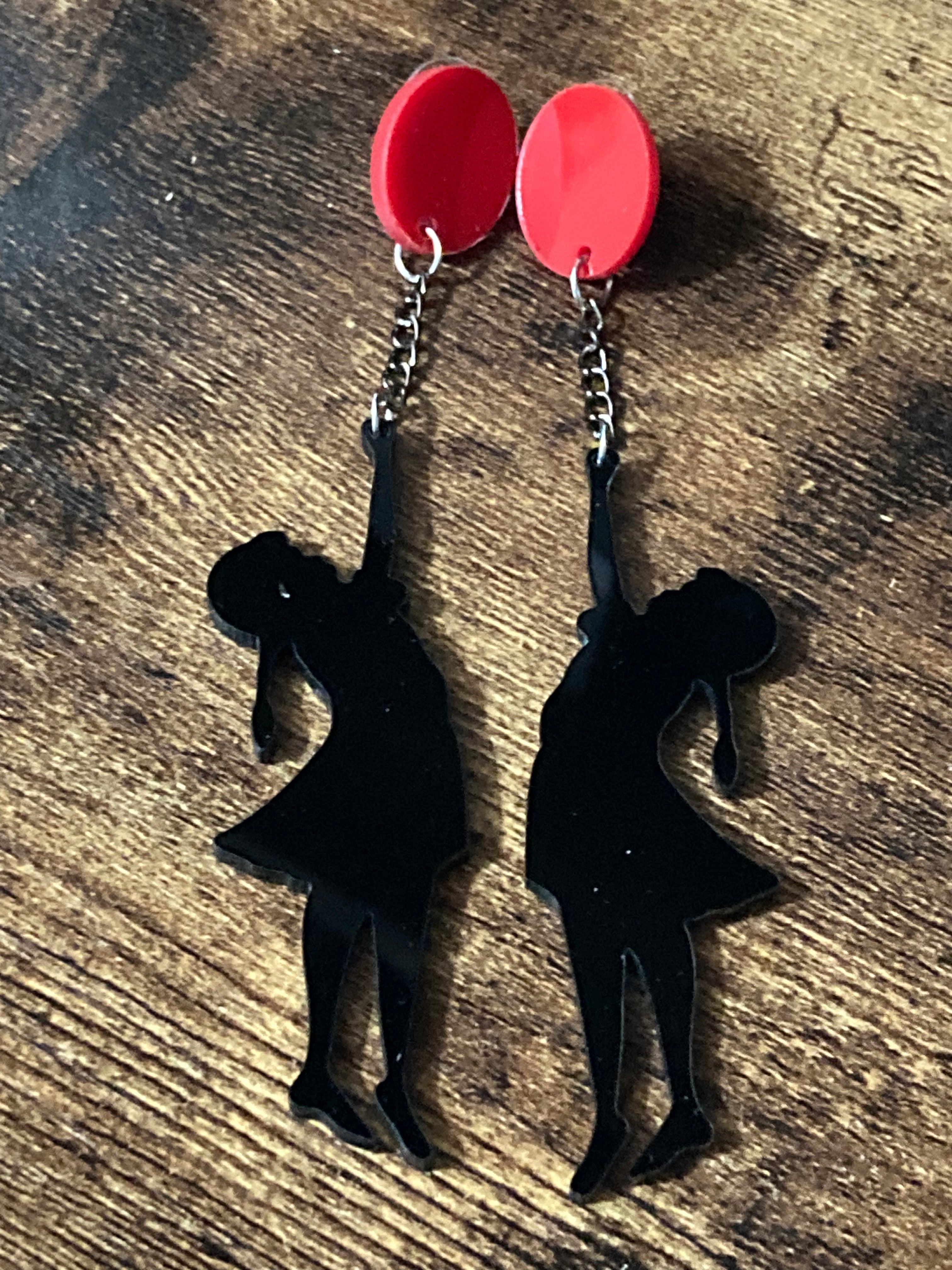 Banksy inspired girl with balloon earrings