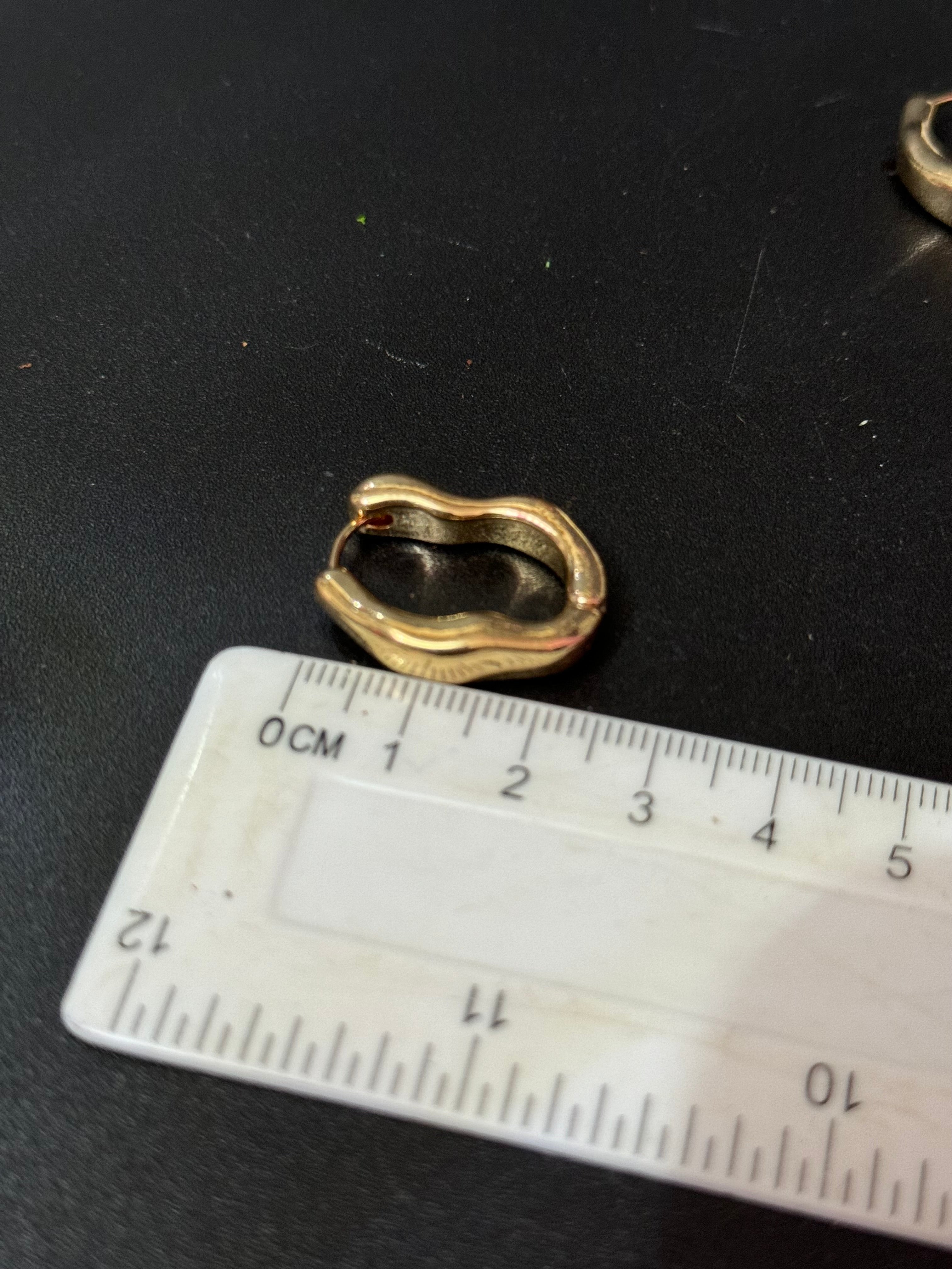Gold Modernist abstract  metal hinged hoop earrings