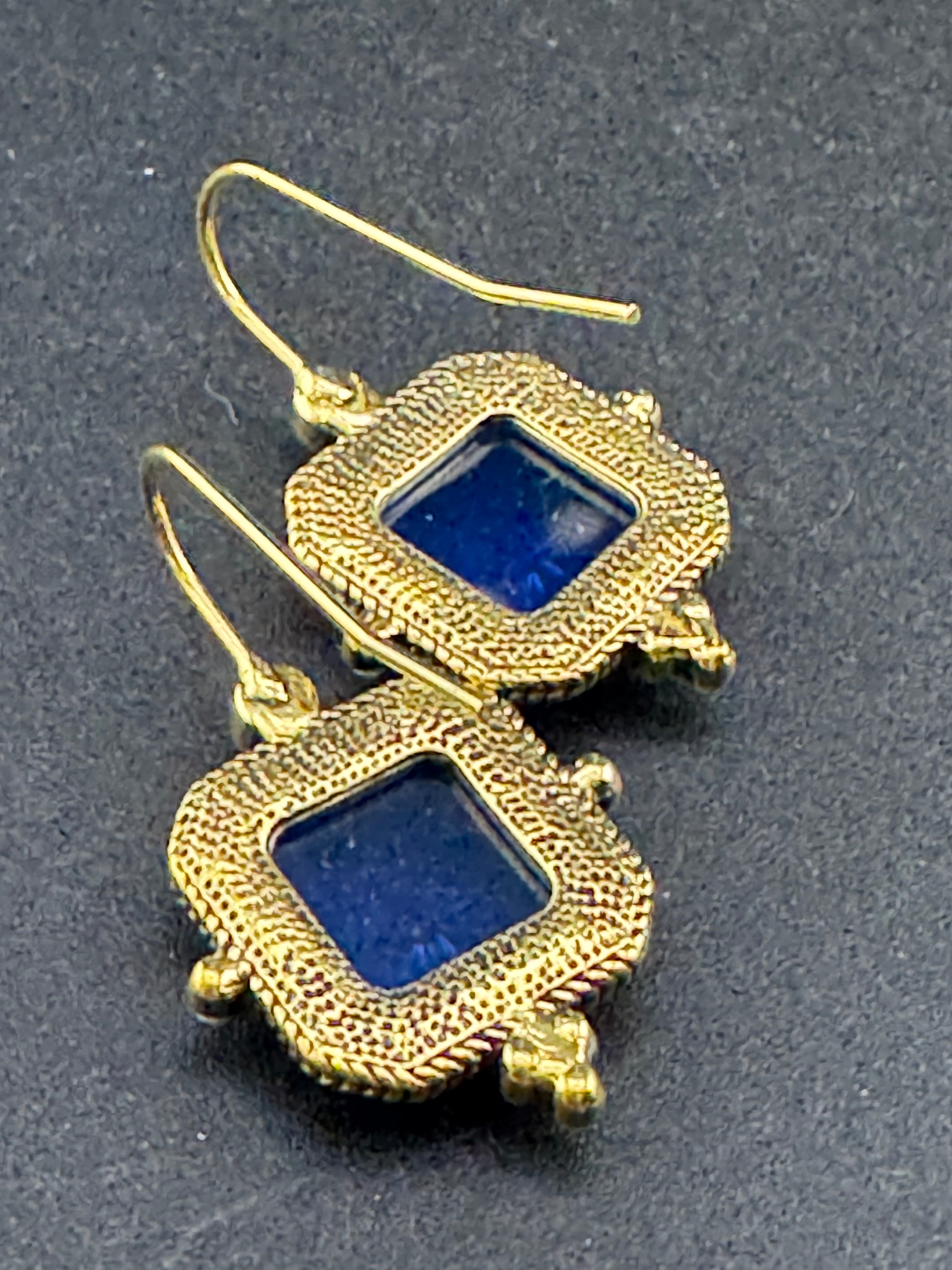 Victorian style emerald ruby and sapphire seed pearl drop earrings