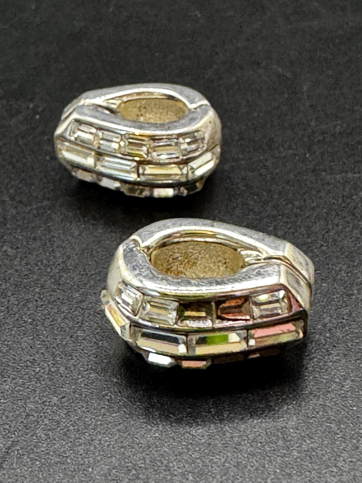 Vintage Givenchy Earrings, Hoop Clip-Ons, Crystal, Silver-Plated