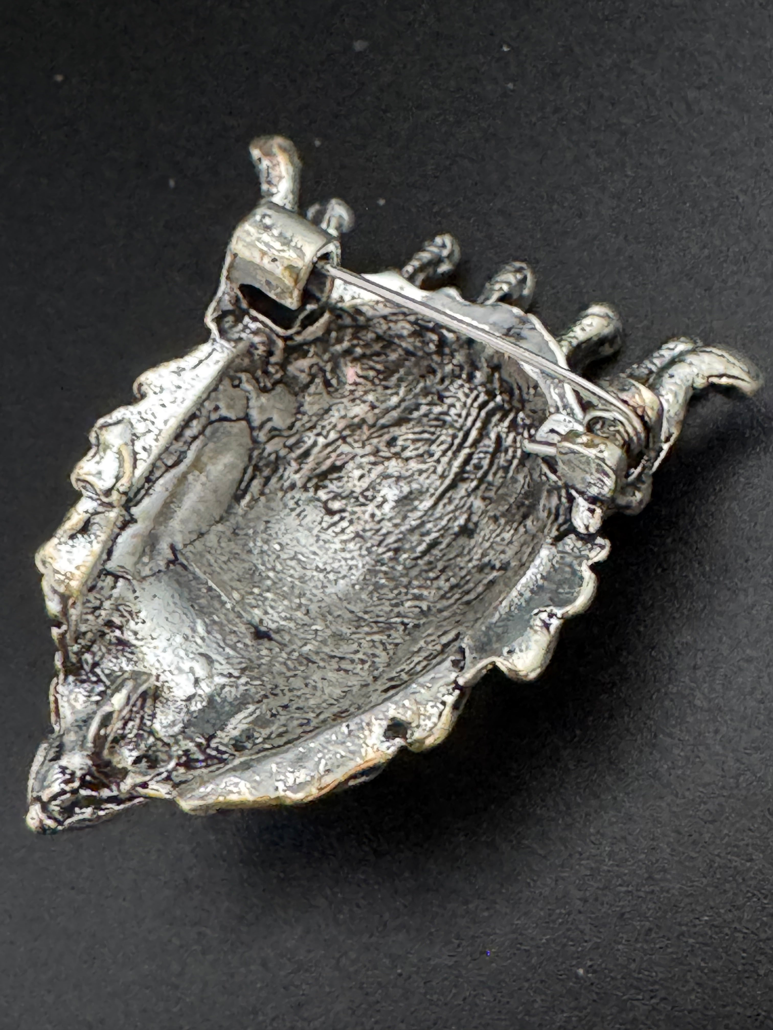 Diamanté silver lion brooch, antique pewter tone
