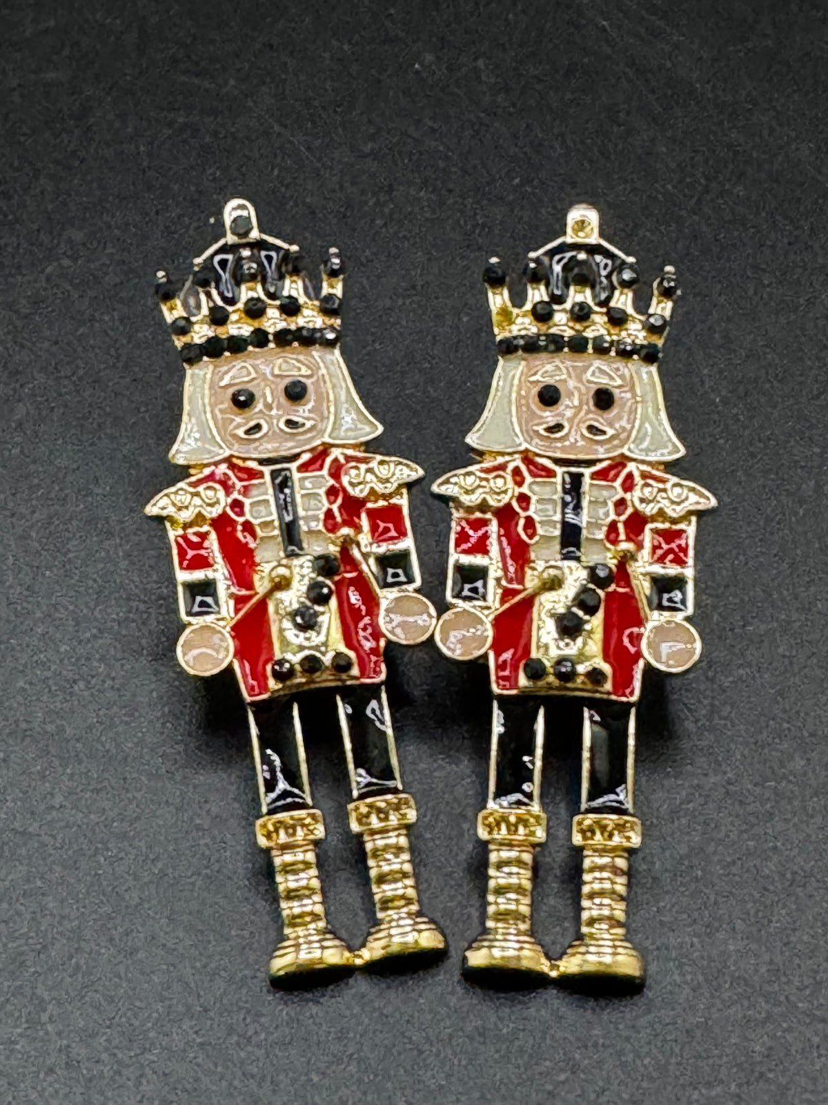 Christmas nutcracker man earrings, red enamel soldier earrings for pierced ears, festive jewellery