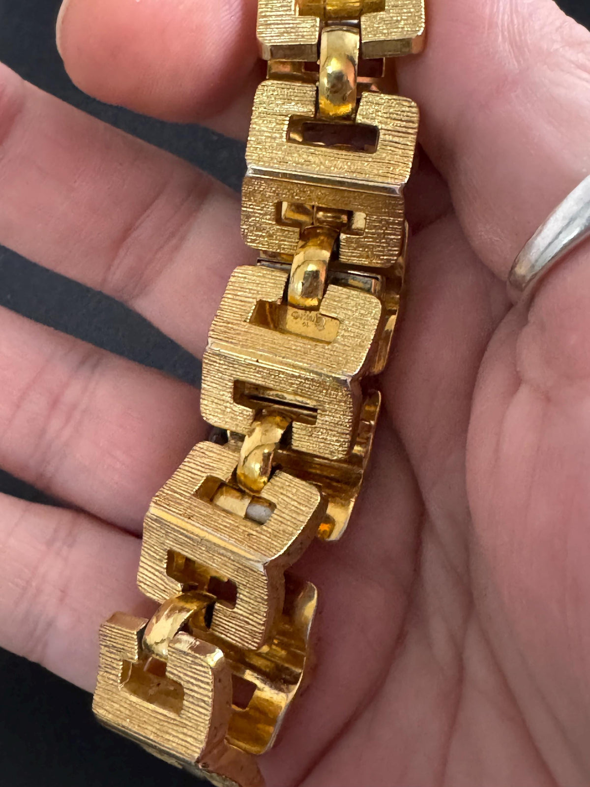 Vintage Grosse Bracelet, Gold Plated Chunky Panel Links, 1968, 19Cm