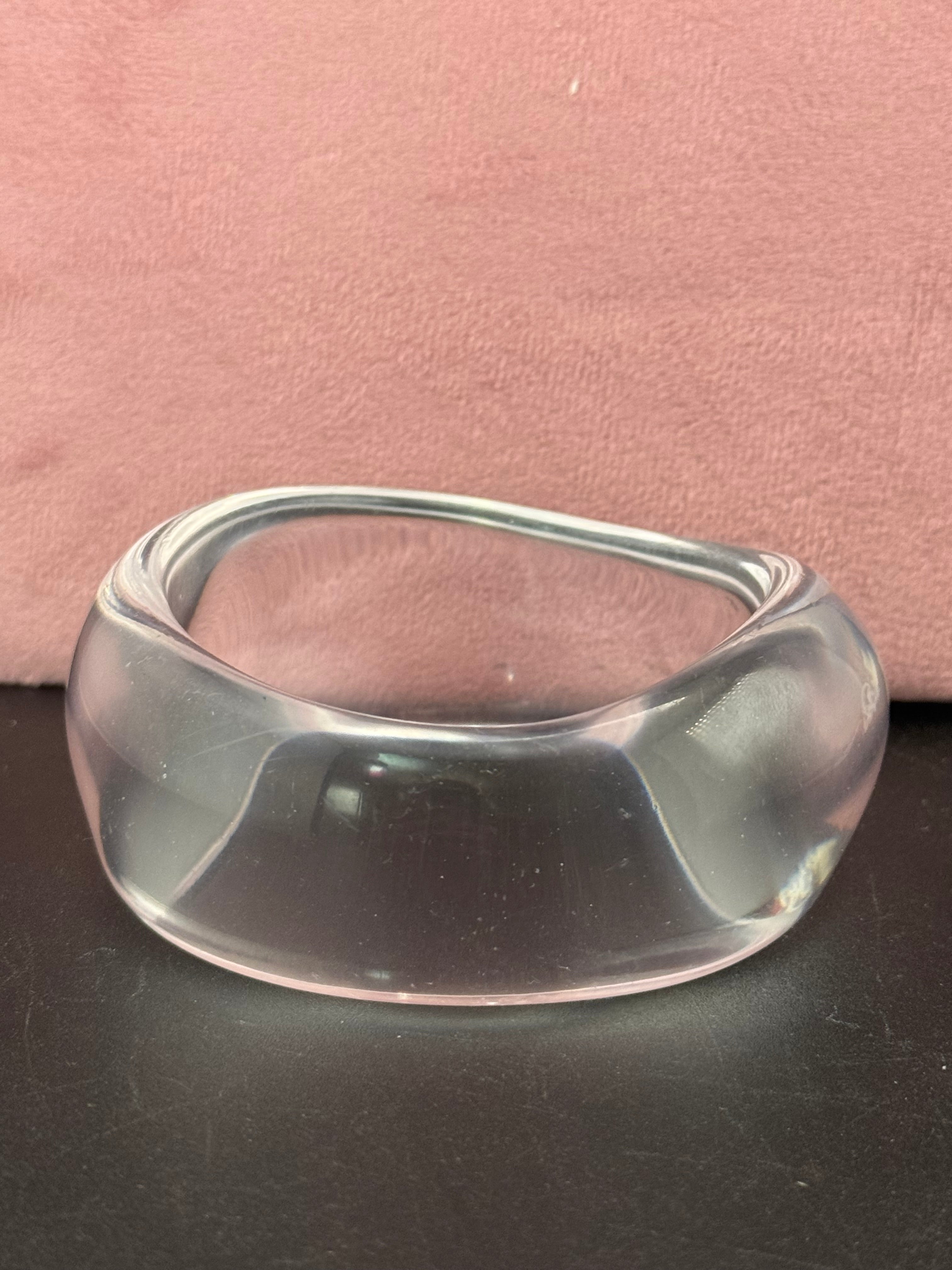 Chunky clear acrylic abstract wide bangle