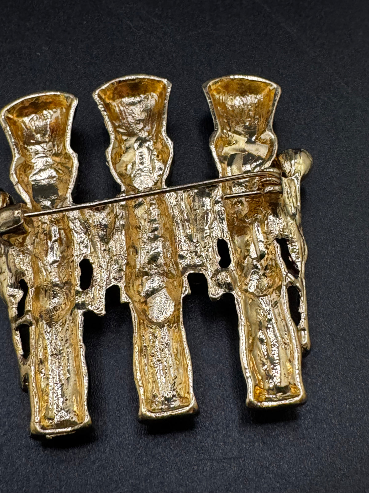 Novelty diamanté nutcracker soldier enamel brooch, red and gold enamel, festive jewellery