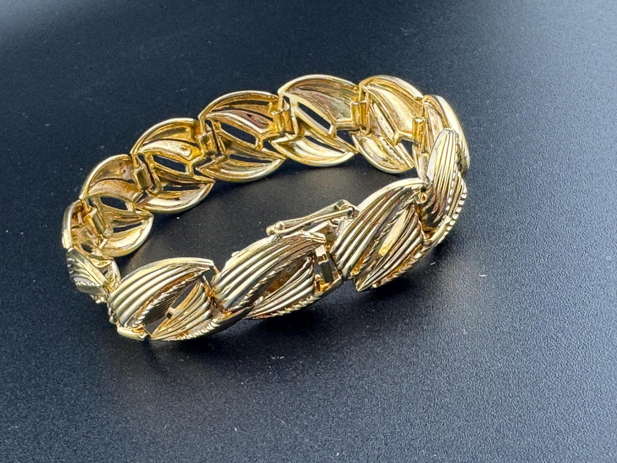 Grosse Gold Bracelet, Signed Vintage Panel Cuff, 19.5Cm