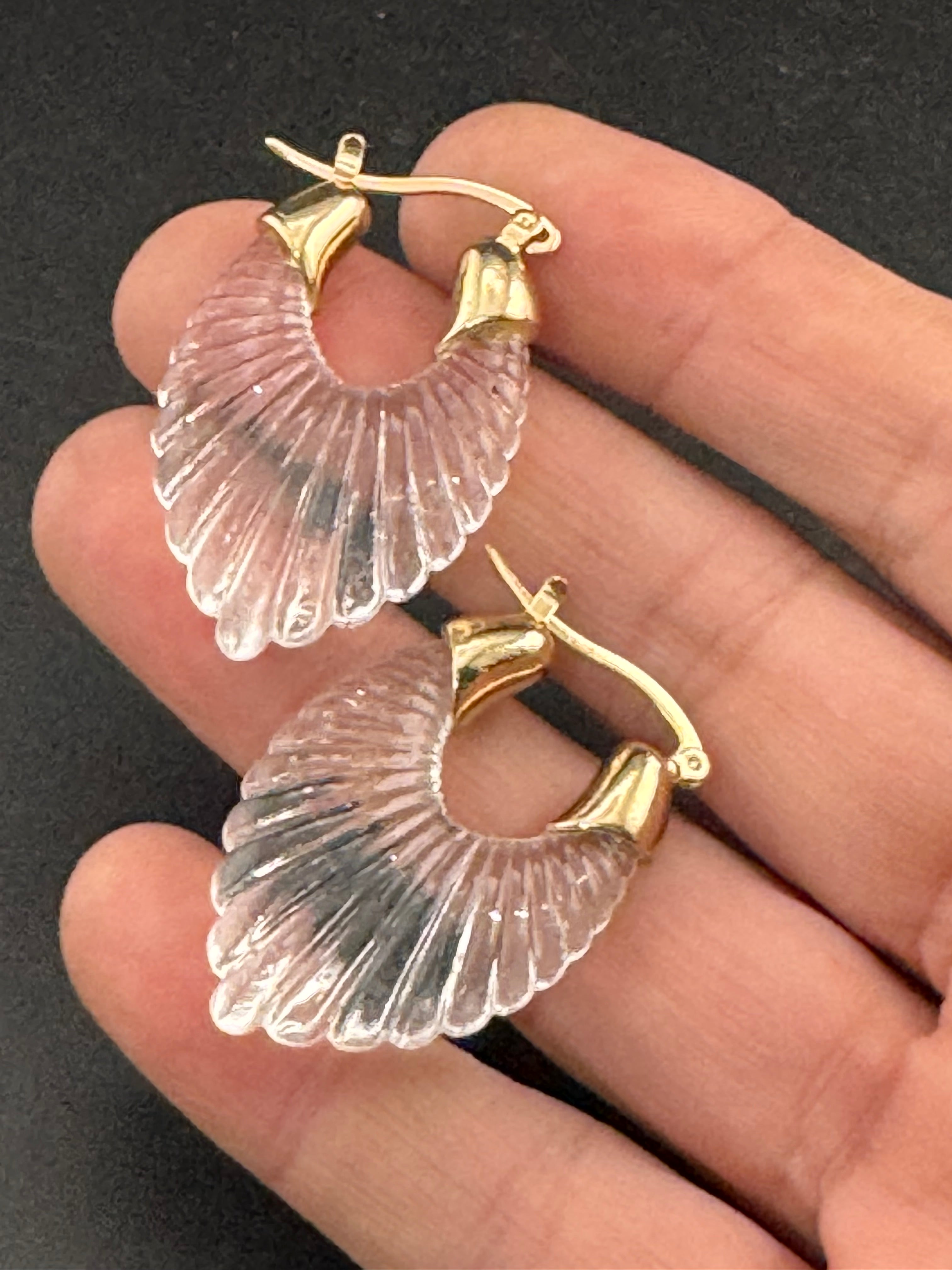 clear acrylic gold tone pierced drop earrings