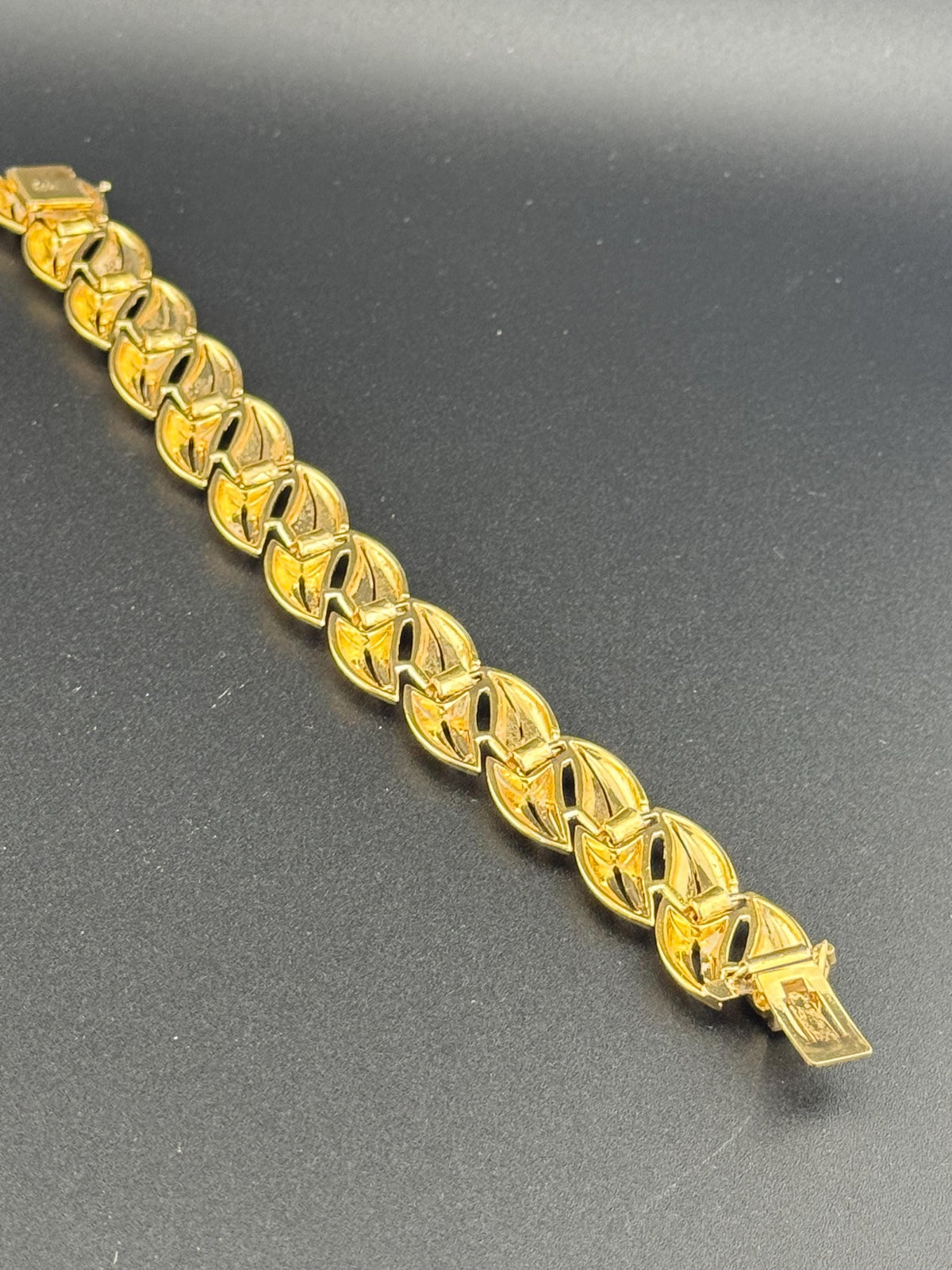 Grosse Gold Bracelet, Signed Vintage Panel Cuff, 19.5Cm