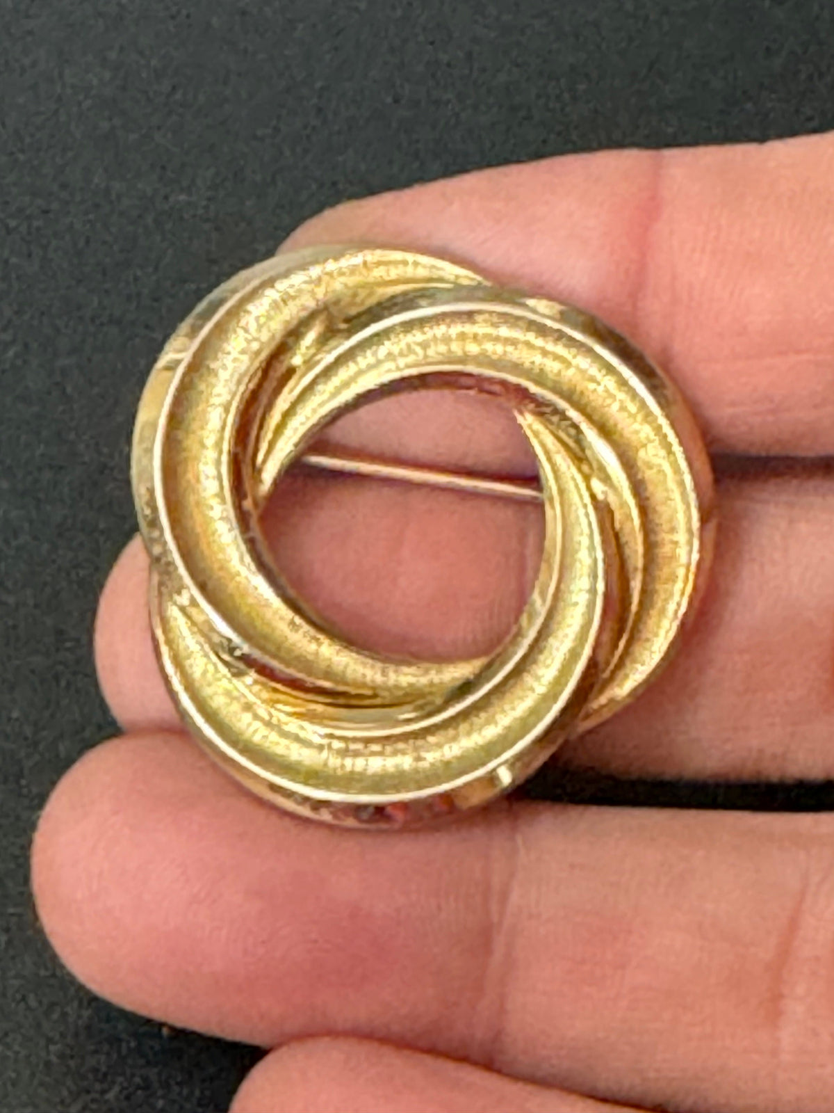 Vintage Grosse Brooch, Gold Swirl Pin, Signed German Jewelry 1959