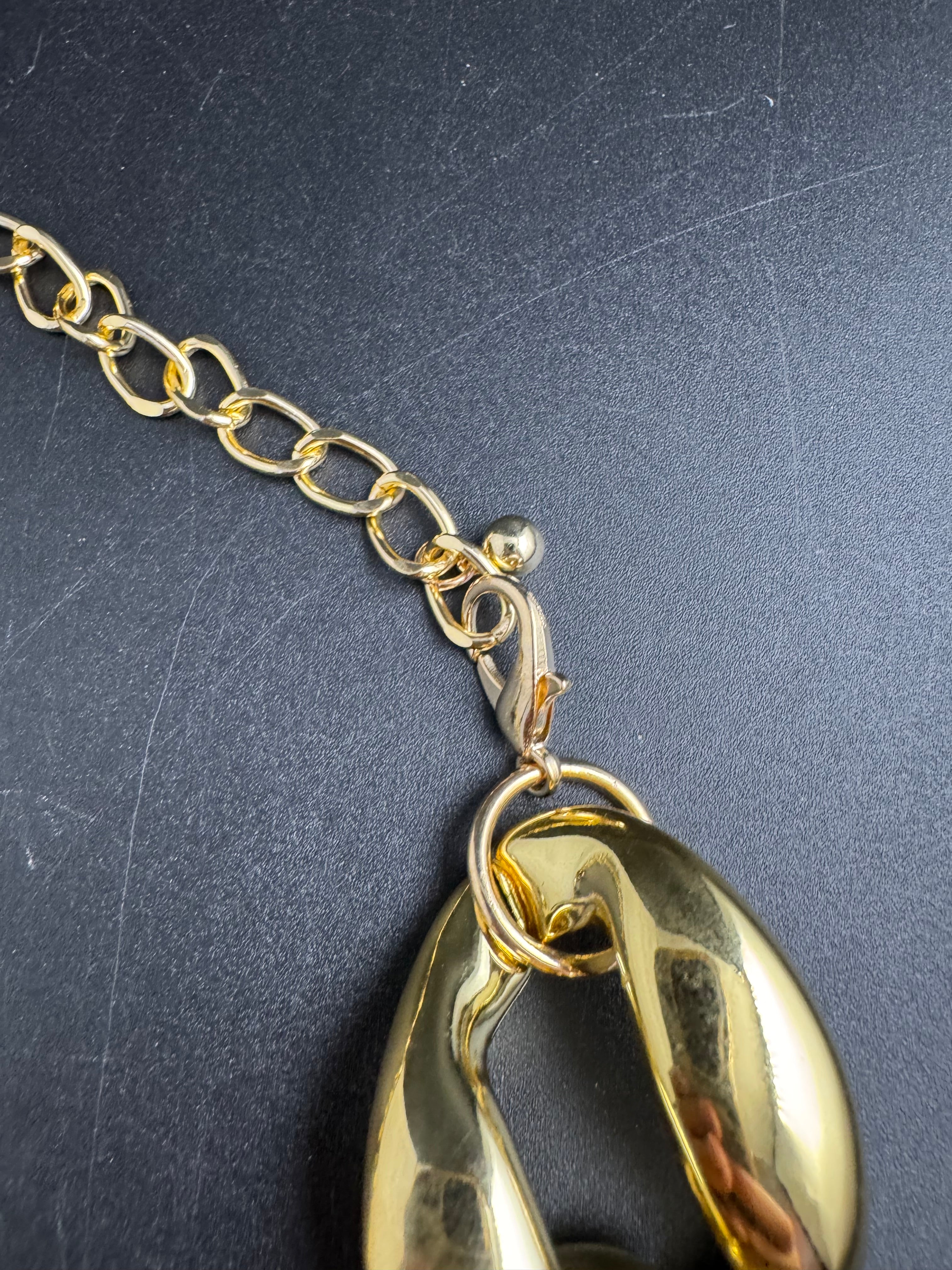 Chunky gold acrylic curb link choker necklace, oversized statement jewellery