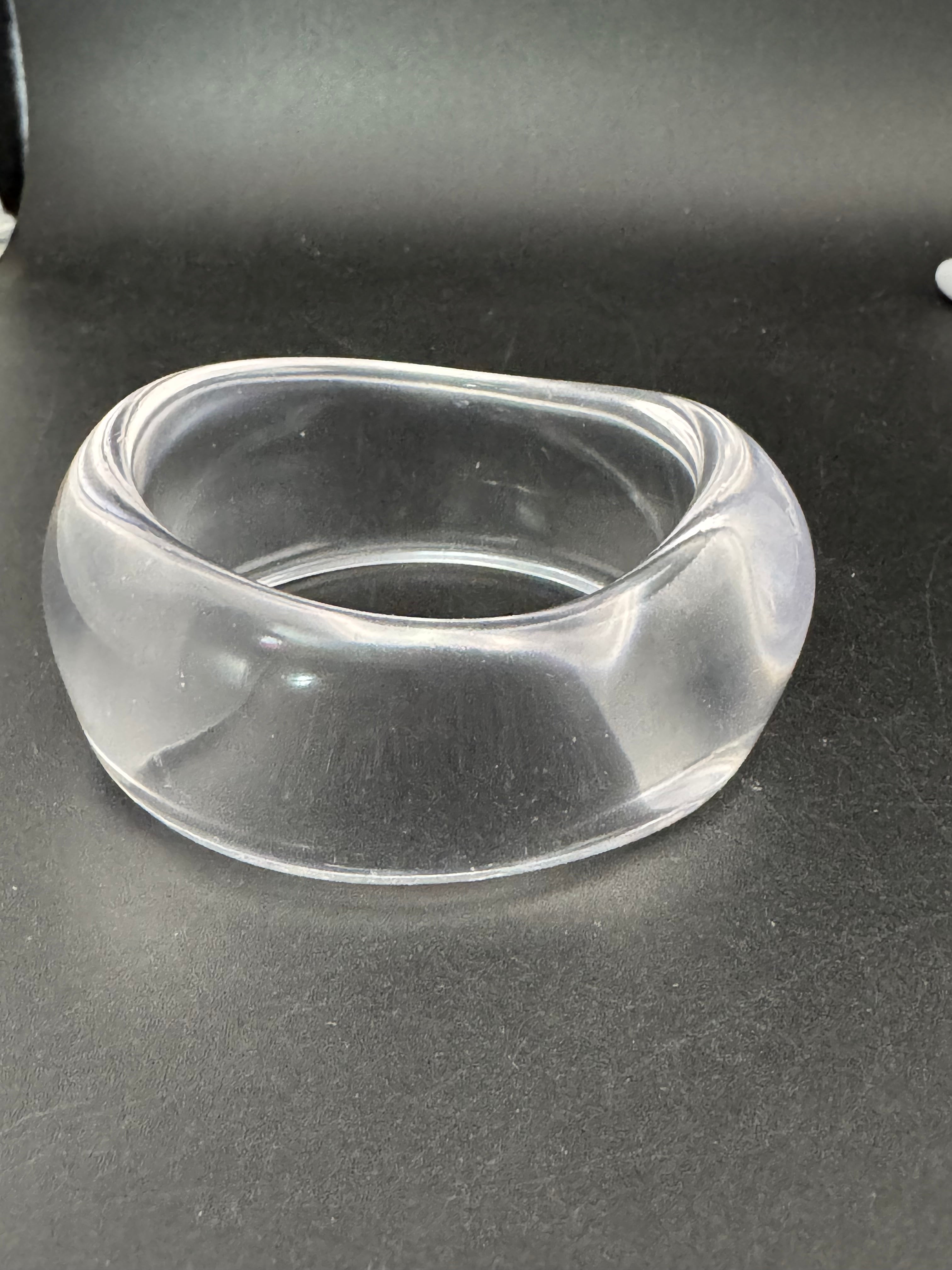 Chunky clear acrylic abstract wide bangle