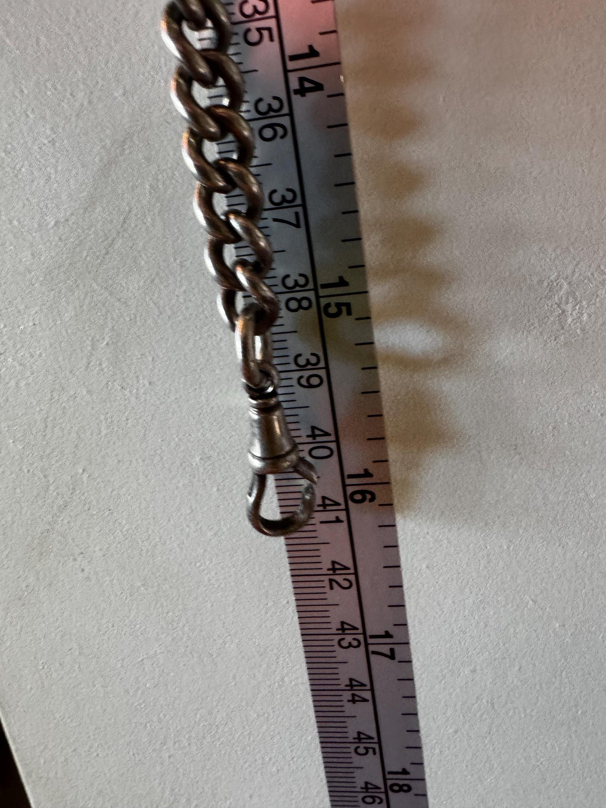 Antique Silver Albert Chain, 925 Sterling Double Watch Chain 41Cm