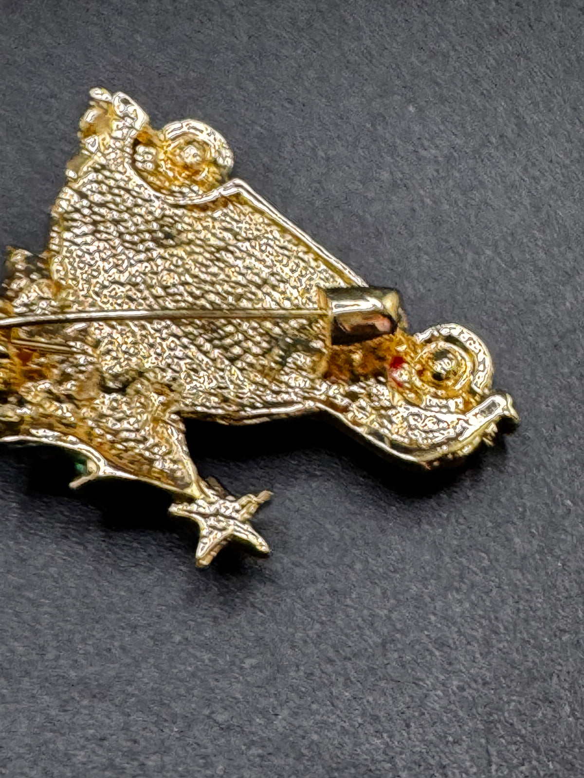Driving home for Christmas tree brooch, gold tone and enamel  , festive jewellery