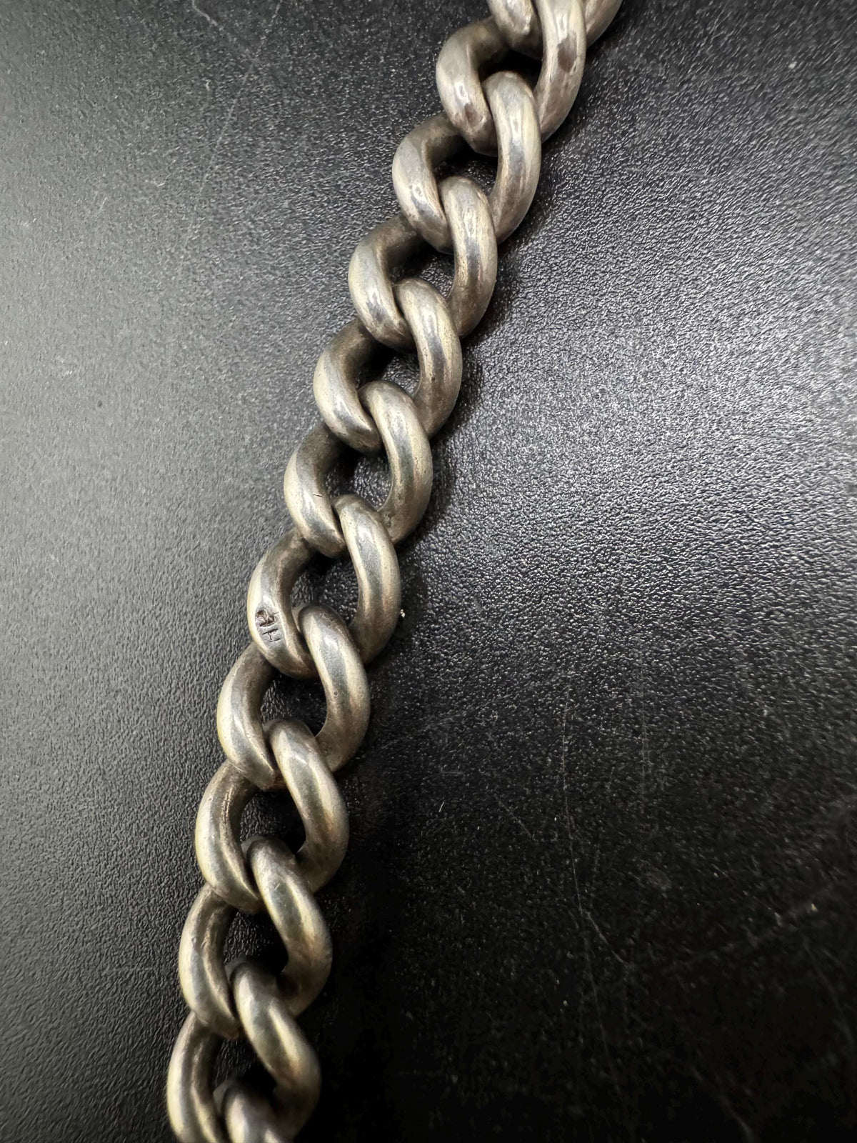 Antique Silver Albert Chain, 925 Sterling Double Watch Chain 41Cm