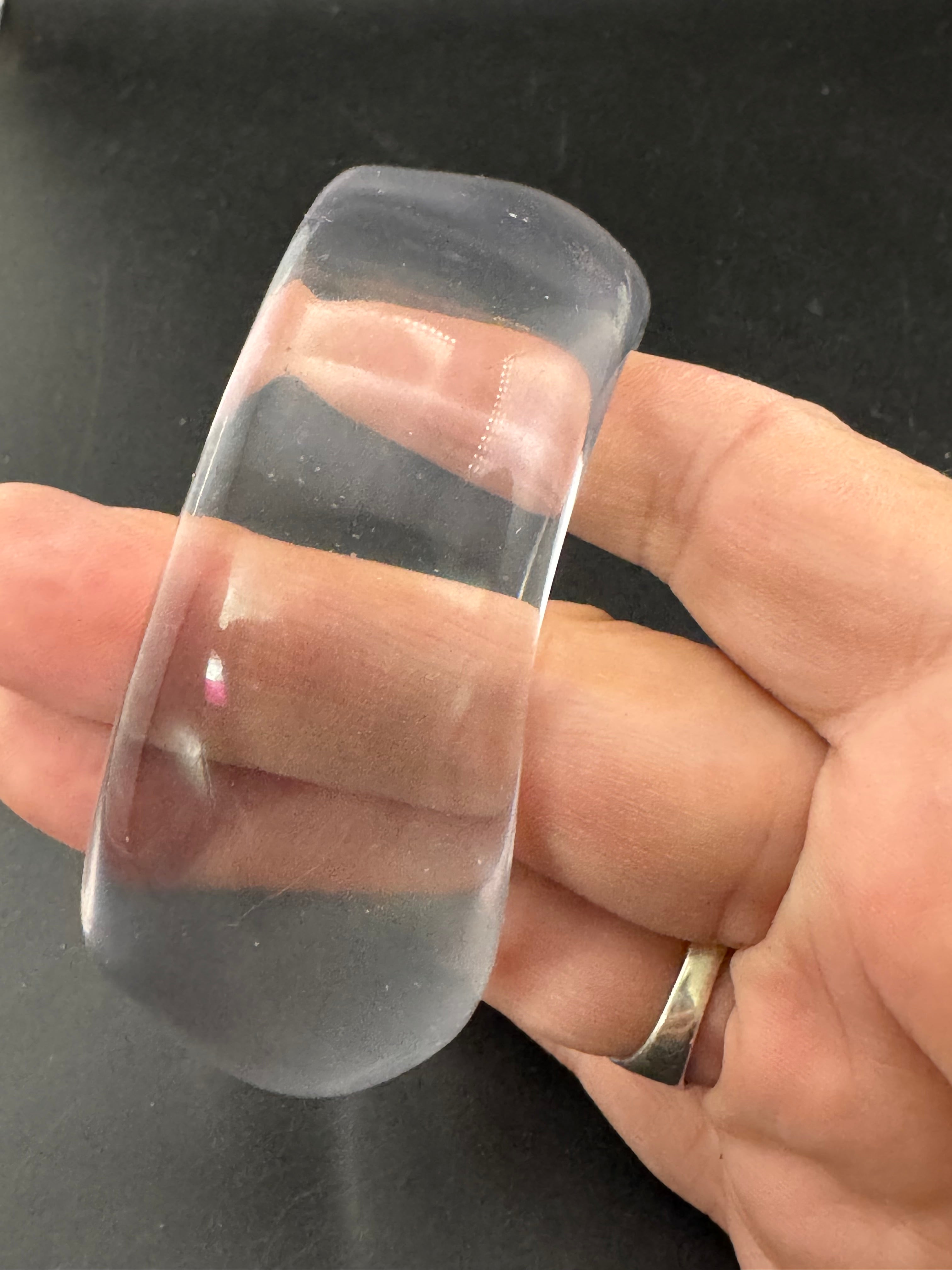 Chunky clear acrylic abstract wide bangle