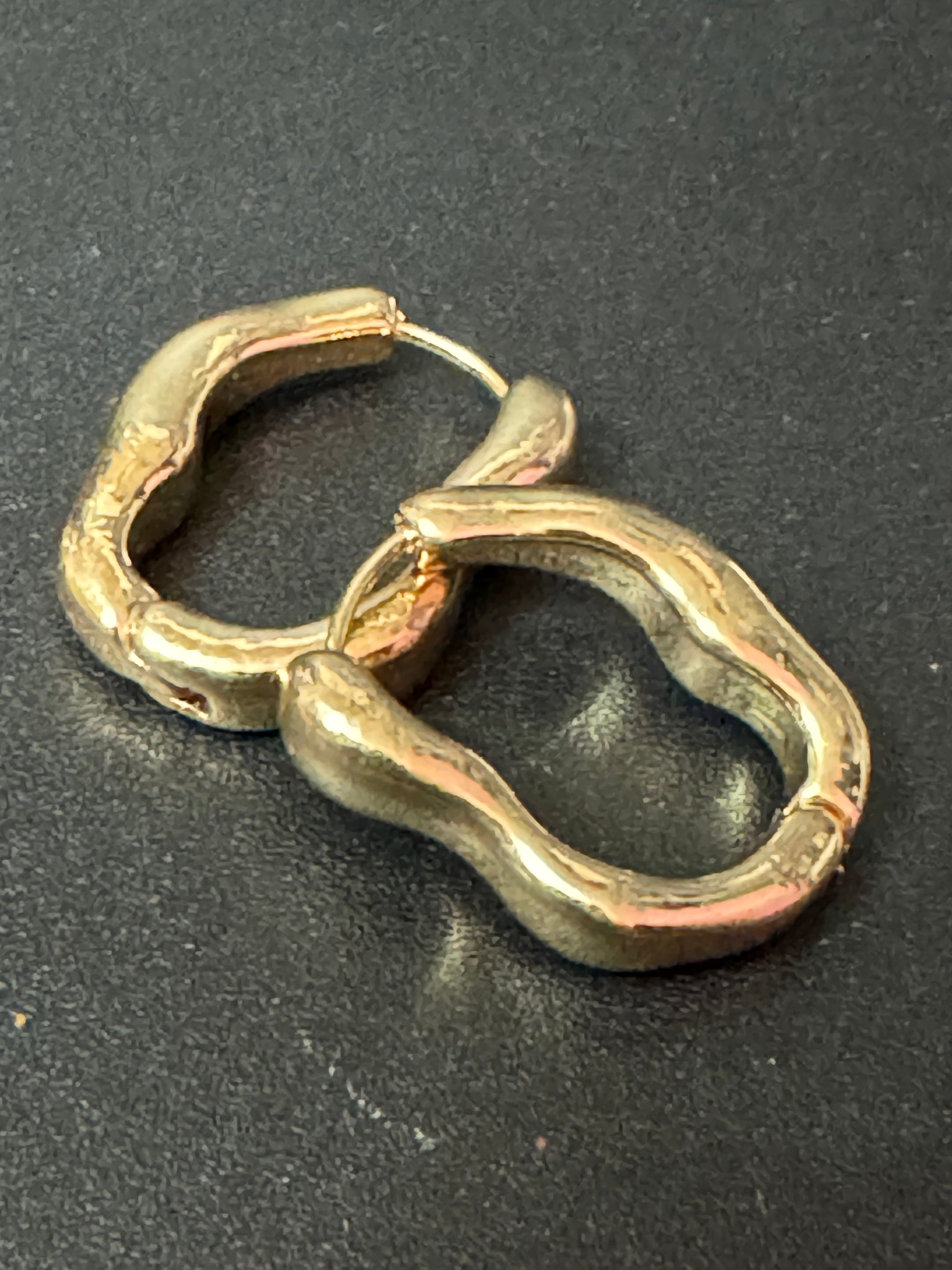 Gold Modernist abstract  metal hinged hoop earrings