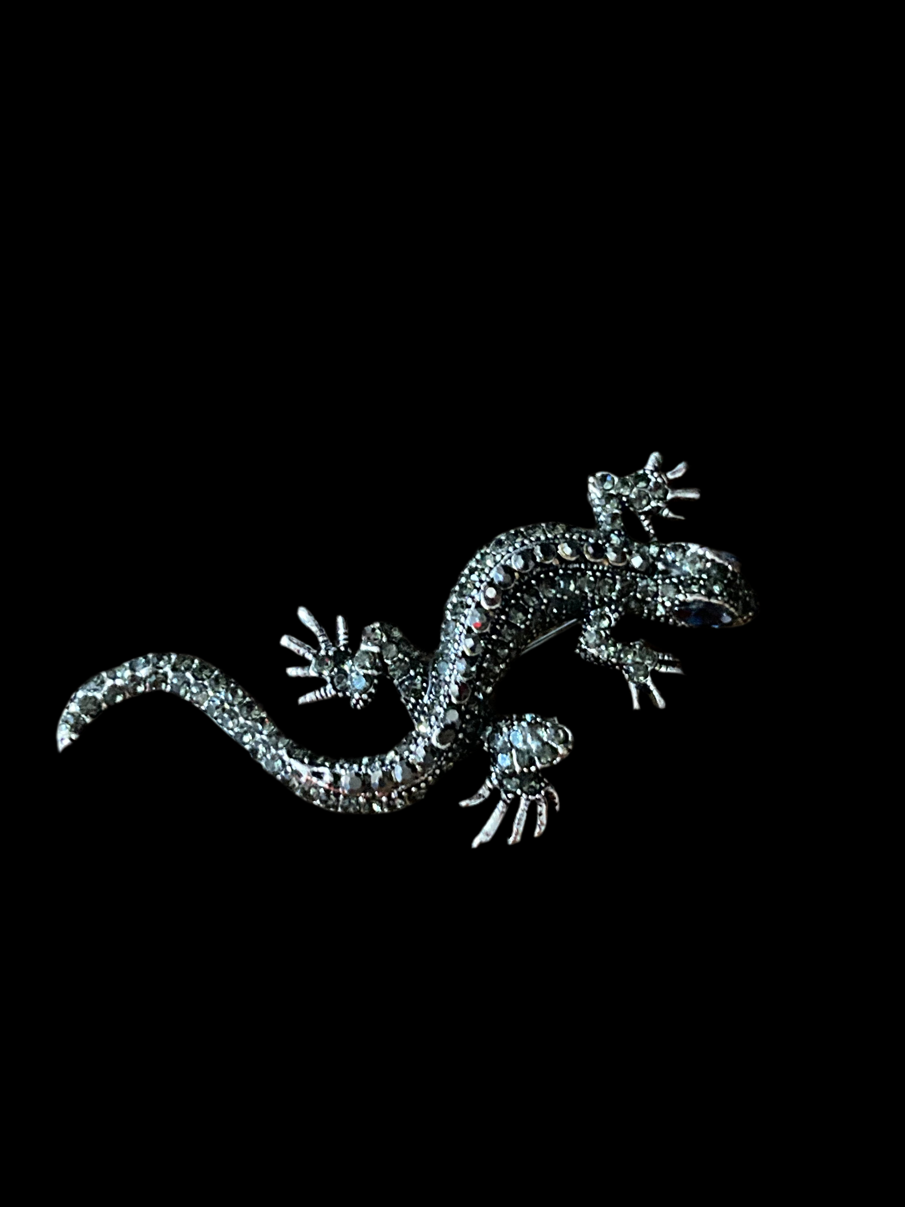 Diamanté lizard brooch and pendant