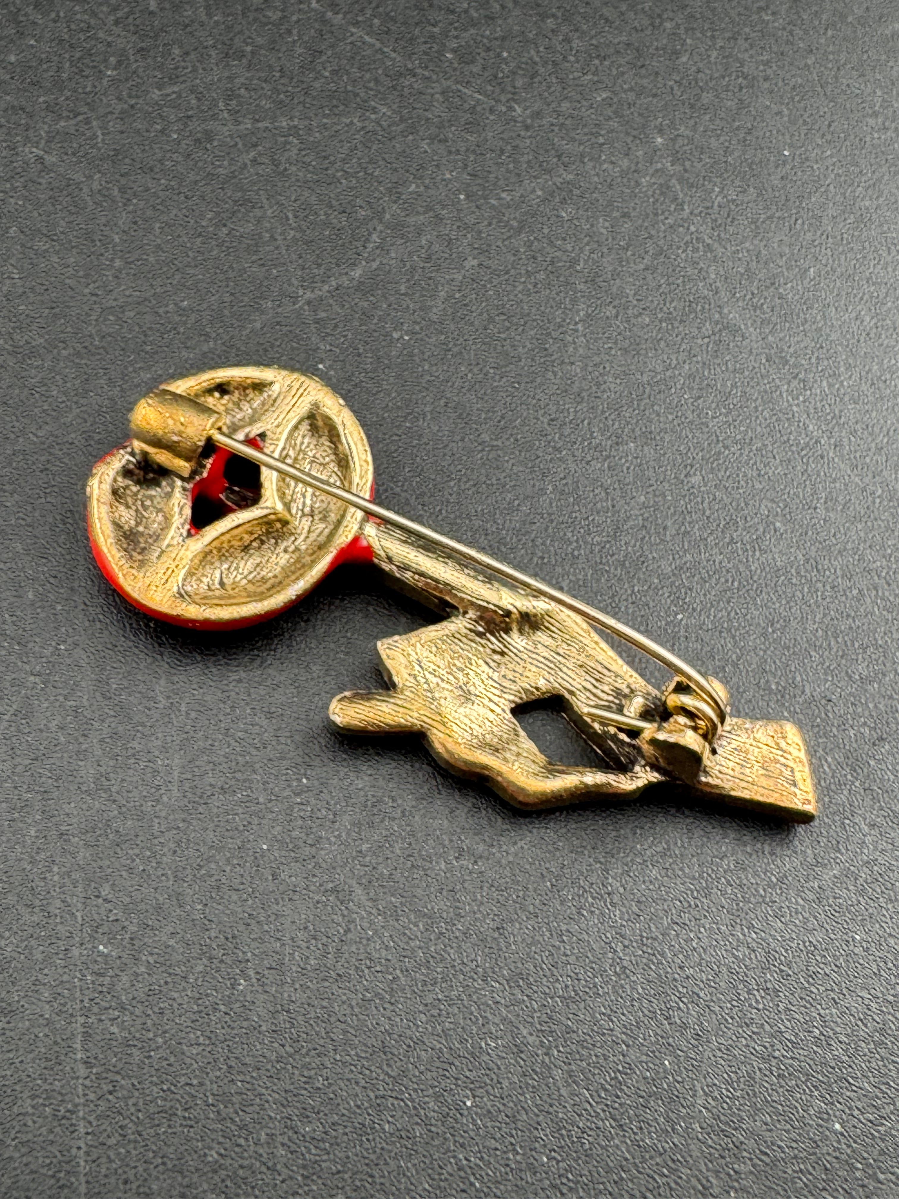 Novelty diamanté red lips secret brooch