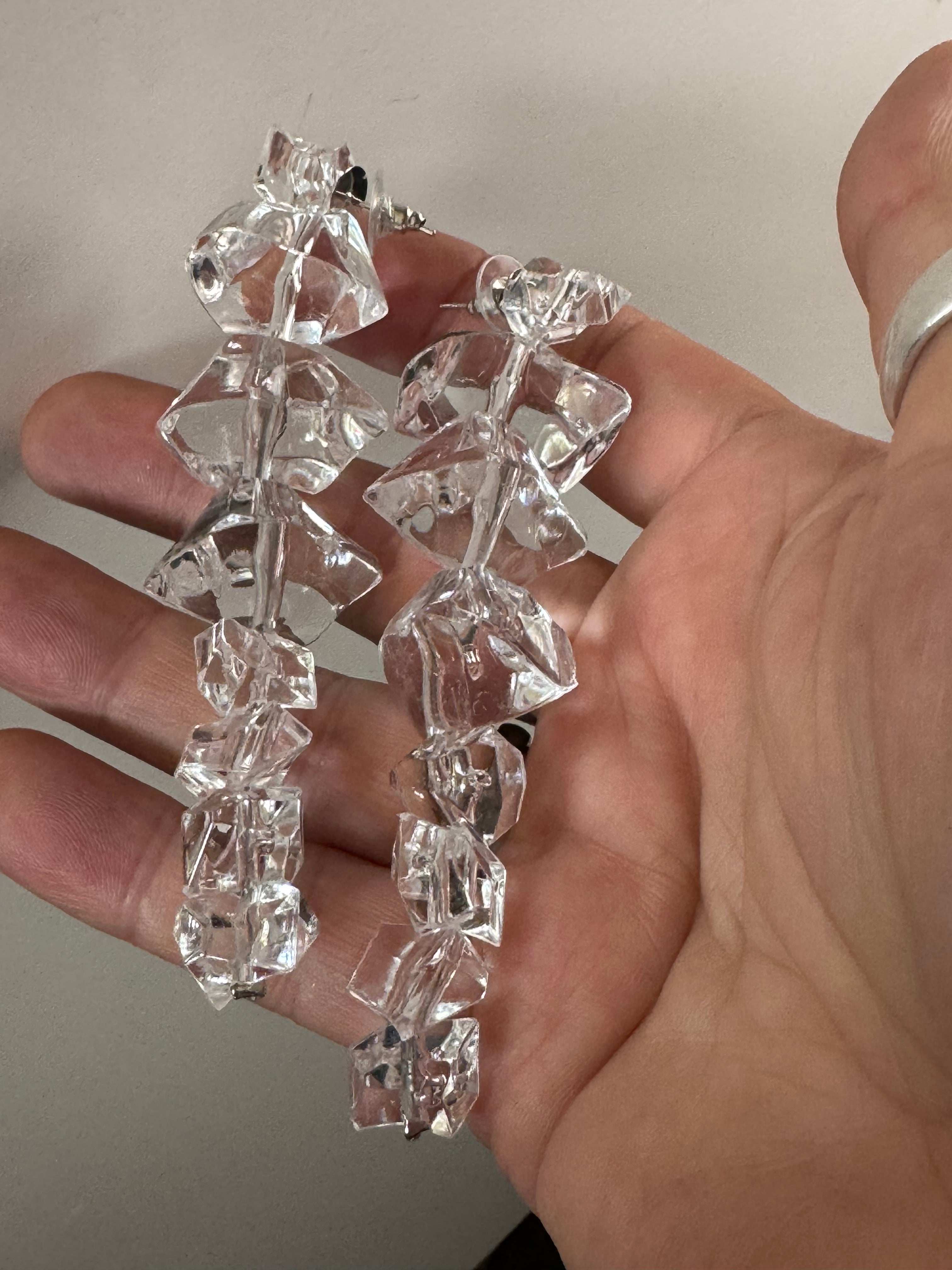 Crystal ice long drop glacier earrings