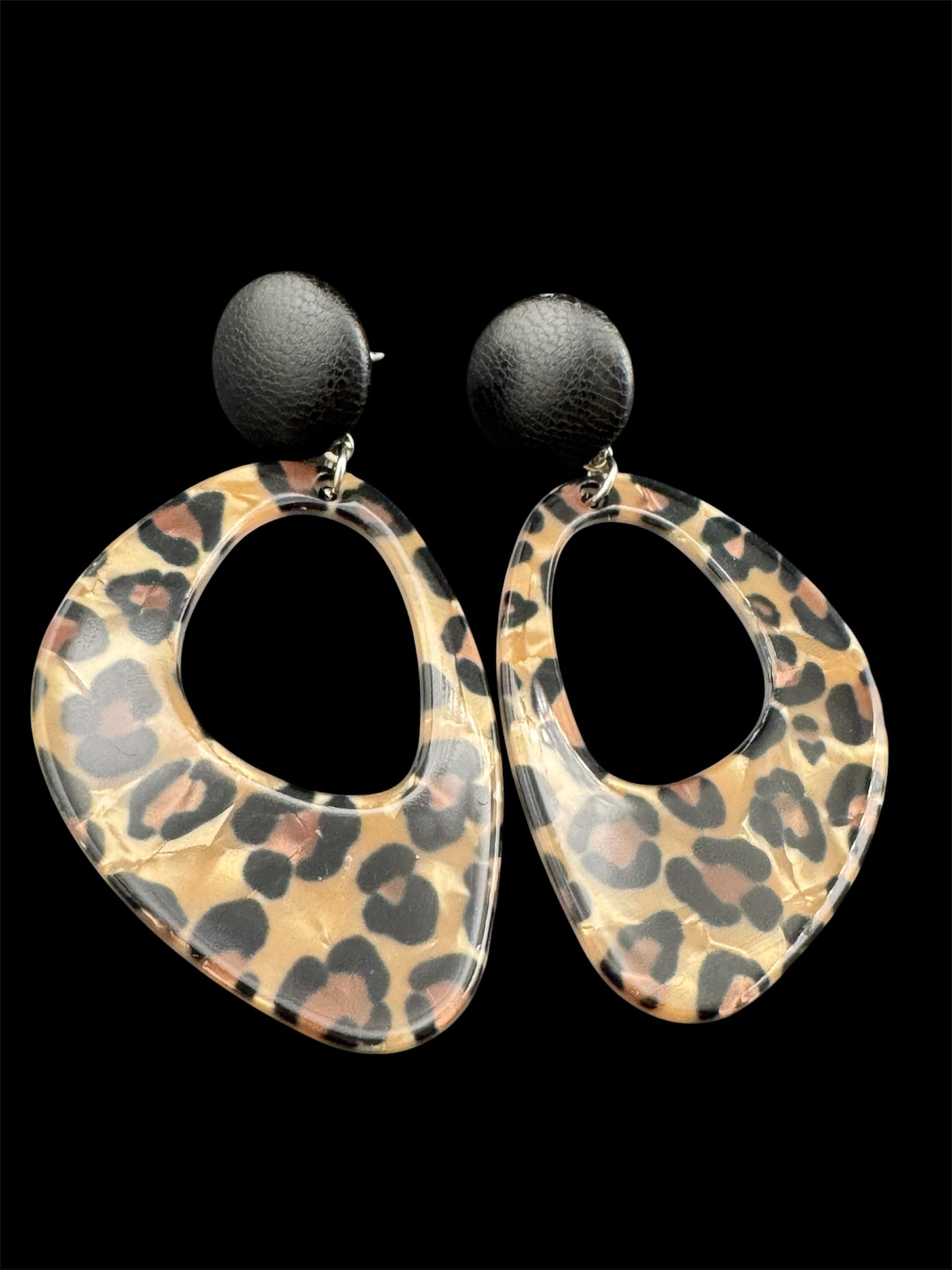 Big tortoiseshell dangly drop earrings